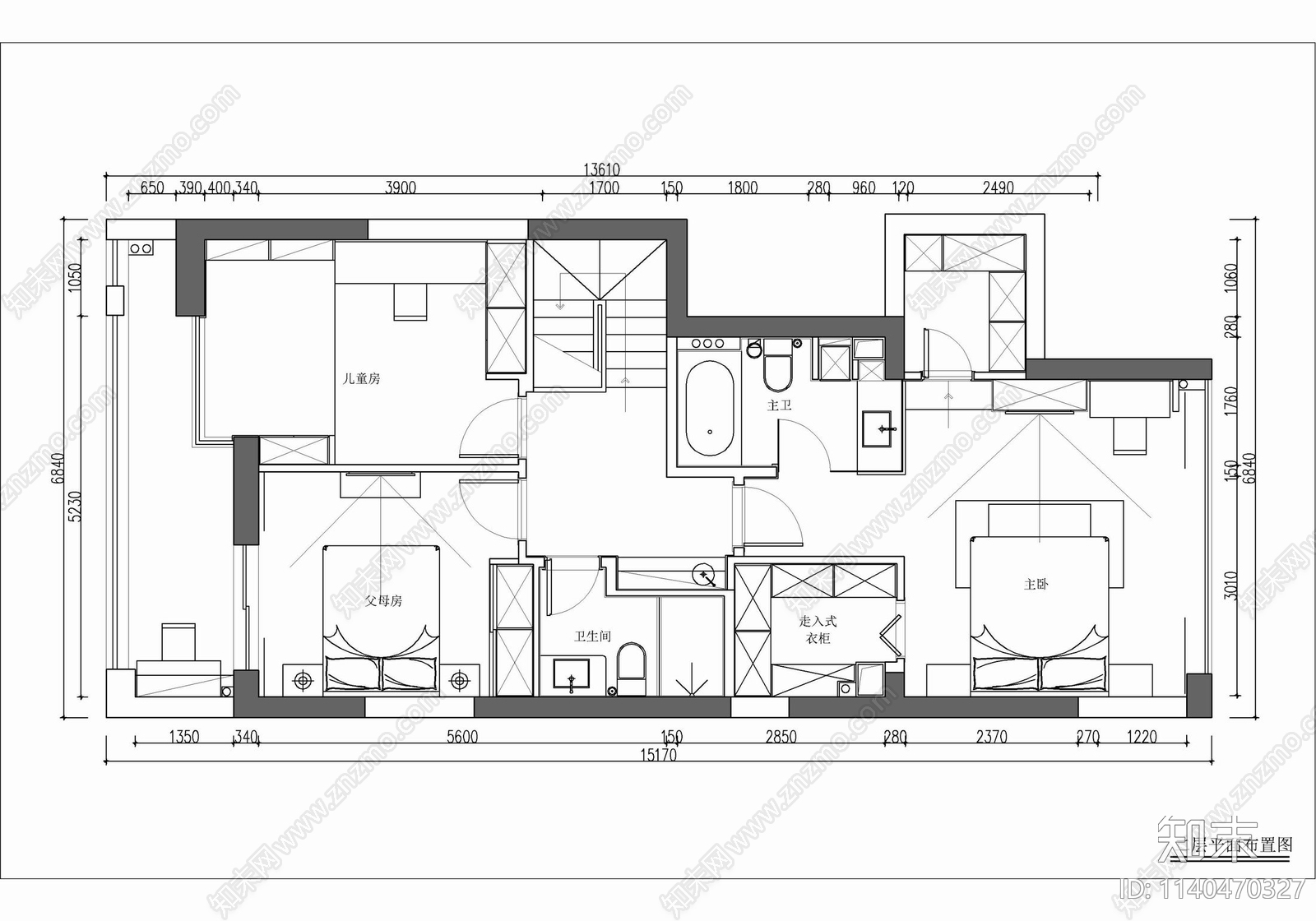 两层小别墅洋房家装室内施工图下载【ID:1140470327】