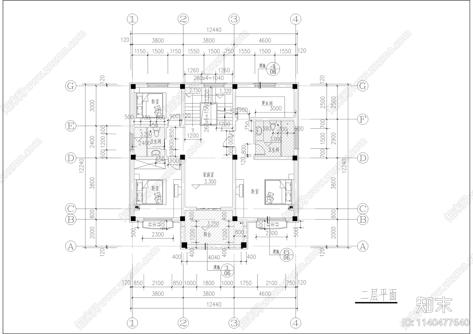 二层方正农村自建房建筑施工图下载【ID:1140477640】