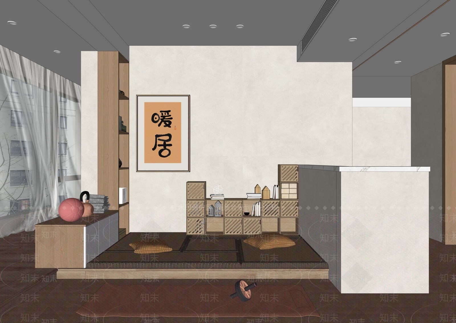 日式榻榻米卧室SU模型下载【ID:1140479406】