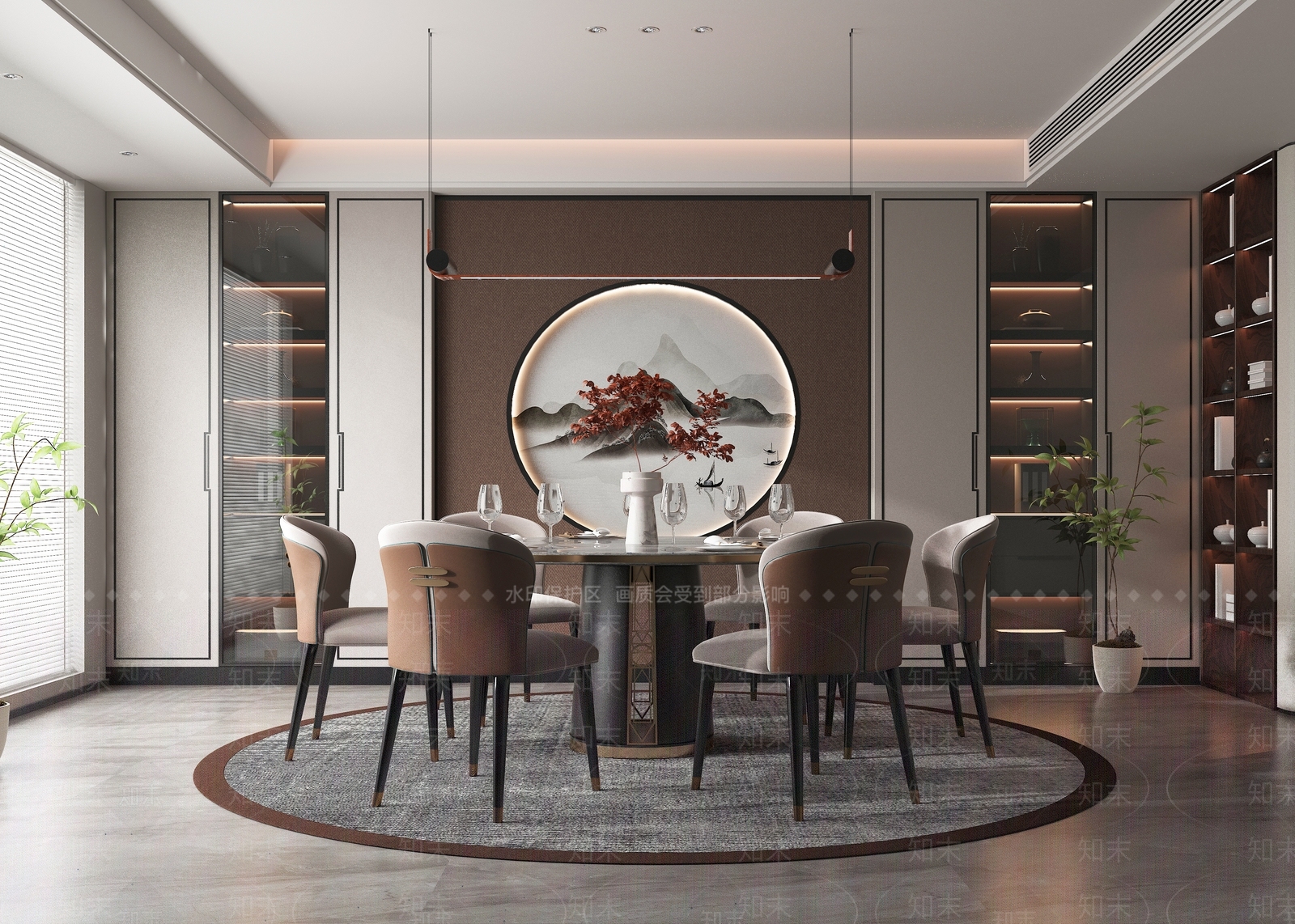 新中式家居餐厅3D模型下载【ID:1140480889】_知末3d模型网