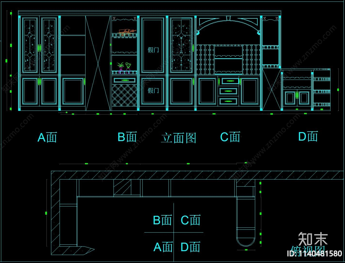 酒柜cad施工图下载【ID:1140481580】