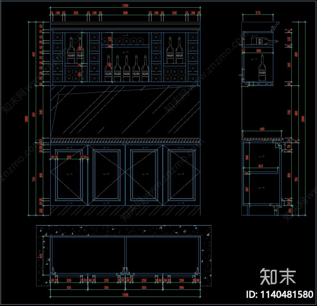 酒柜cad施工图下载【ID:1140481580】