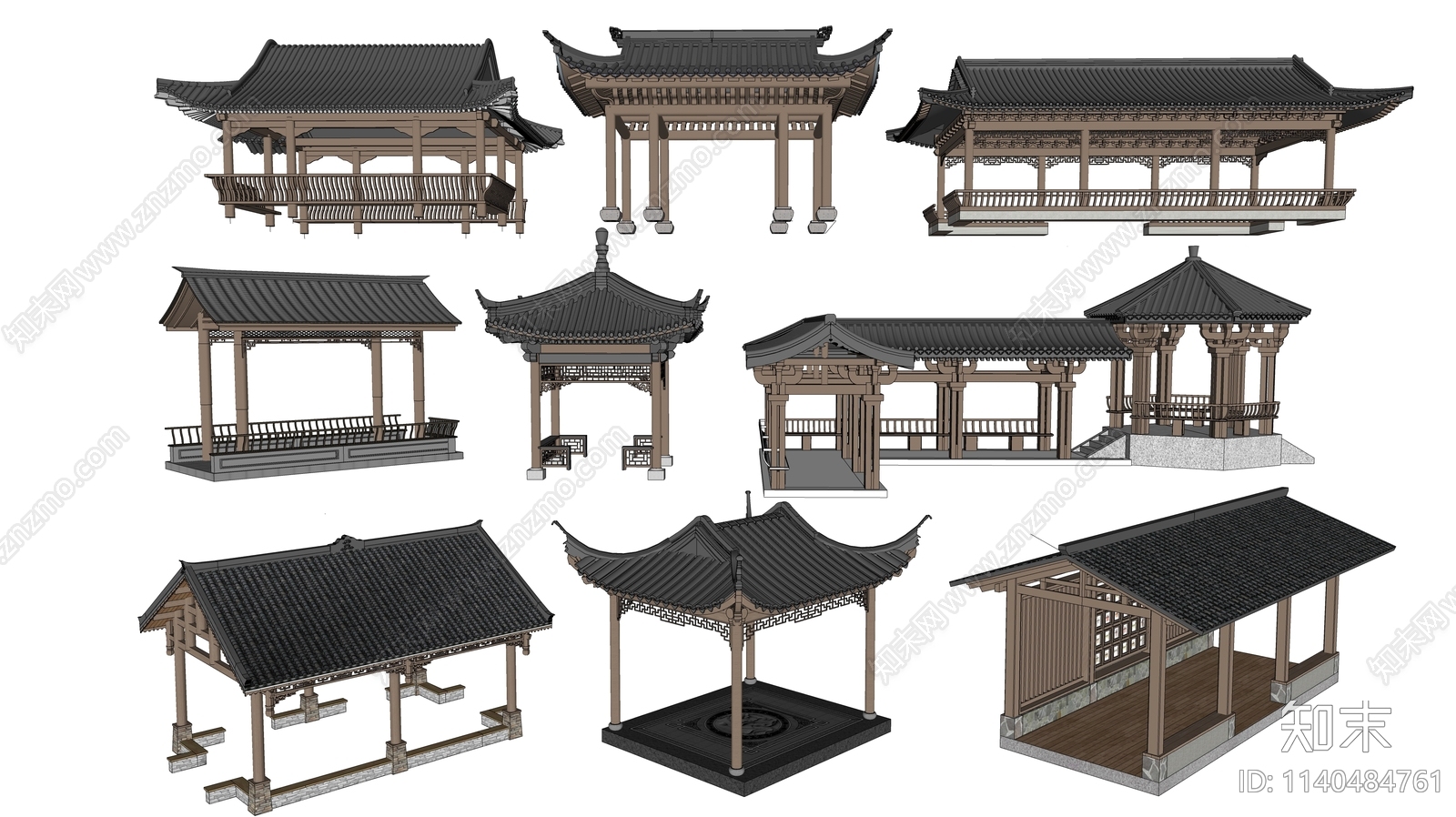中式景观亭SU模型下载【ID:1140484761】
