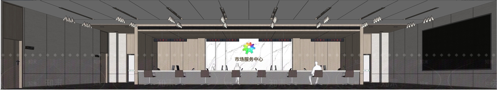 现代服务大厅SU模型下载【ID:1140485911】