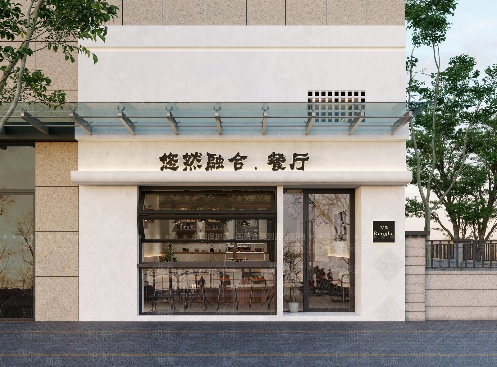 现代西餐厅门头3D模型下载【ID:1140488905】