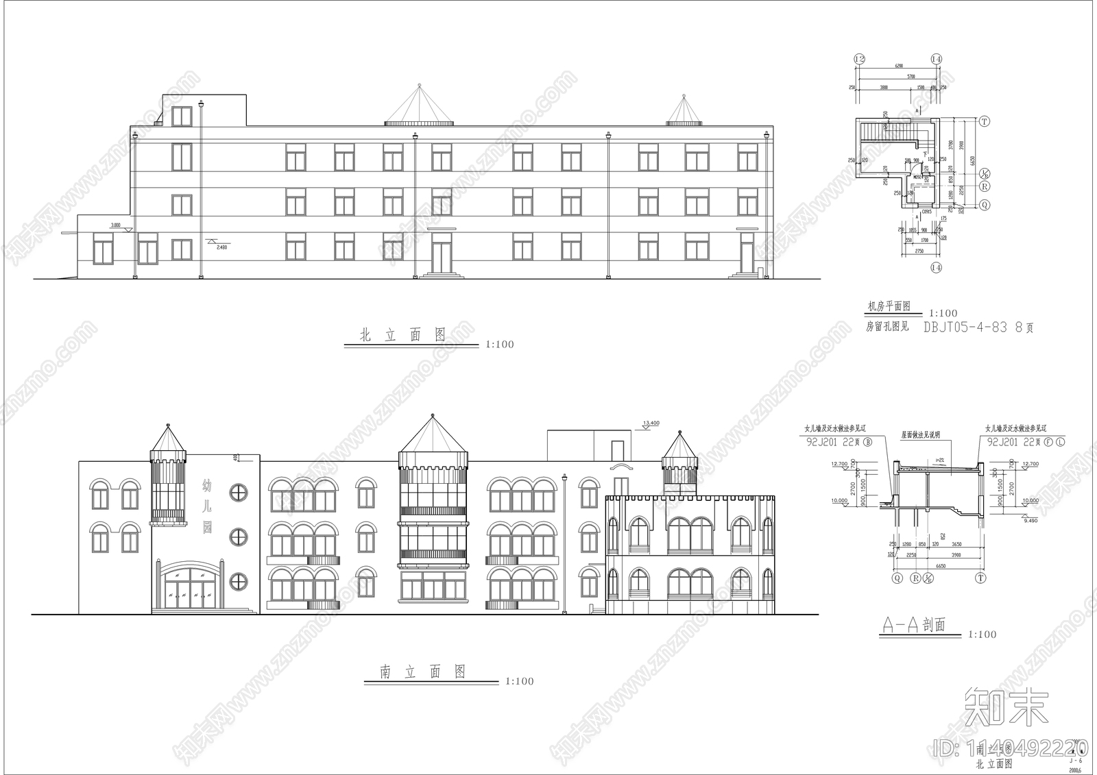 欧式幼儿园全套建筑cad施工图下载【ID:1140492220】