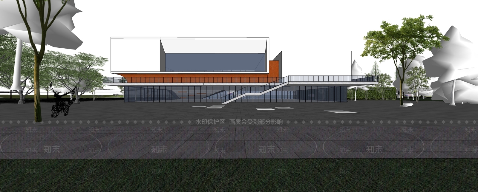 现代展览馆SU模型下载【ID:1140496107】