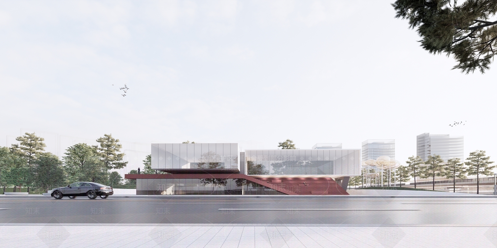 现代展览馆建筑SU模型精品下载_SketchUp模型_知末网