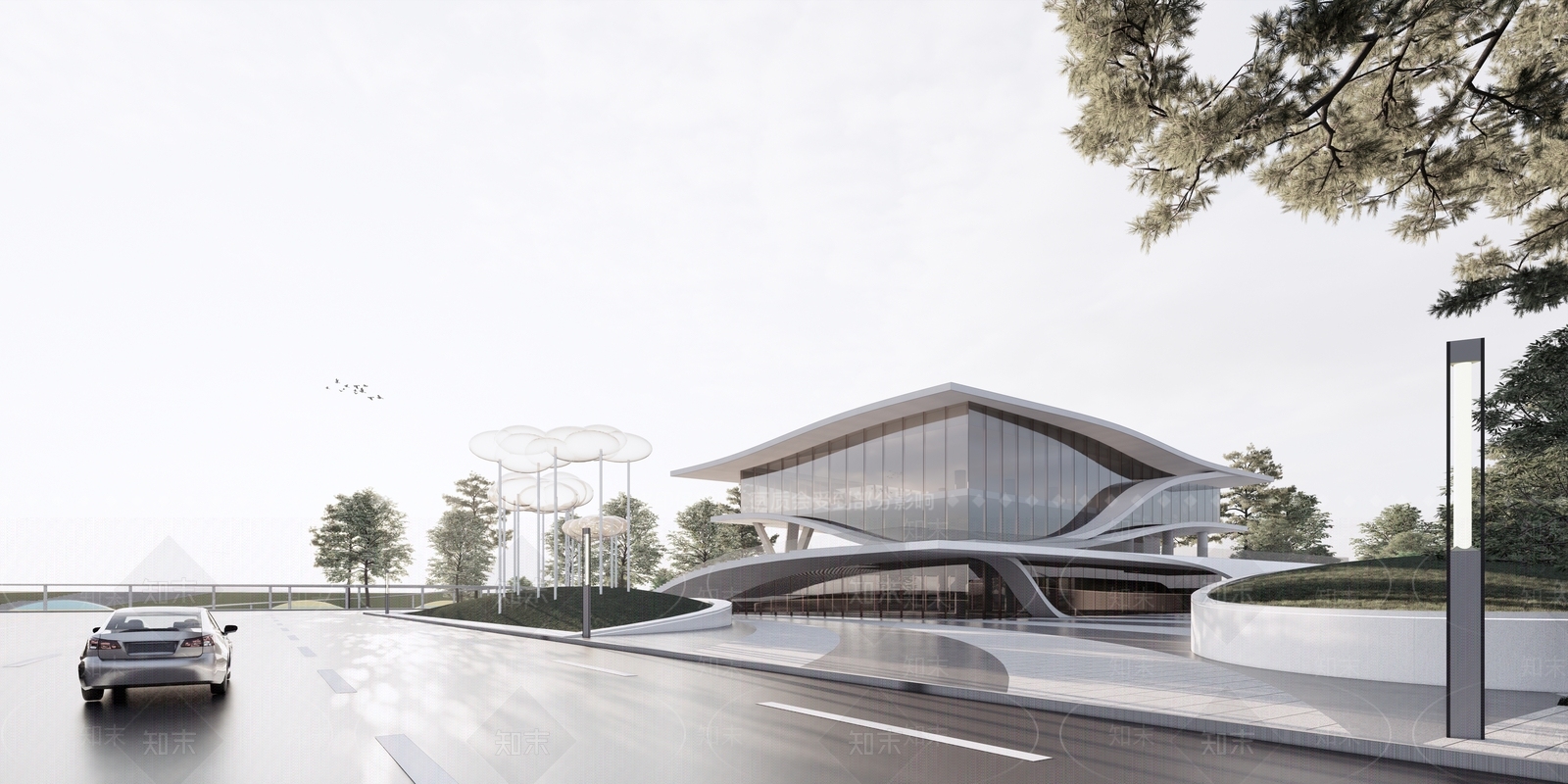 现代展览馆建筑SU模型下载【ID:1140497313】