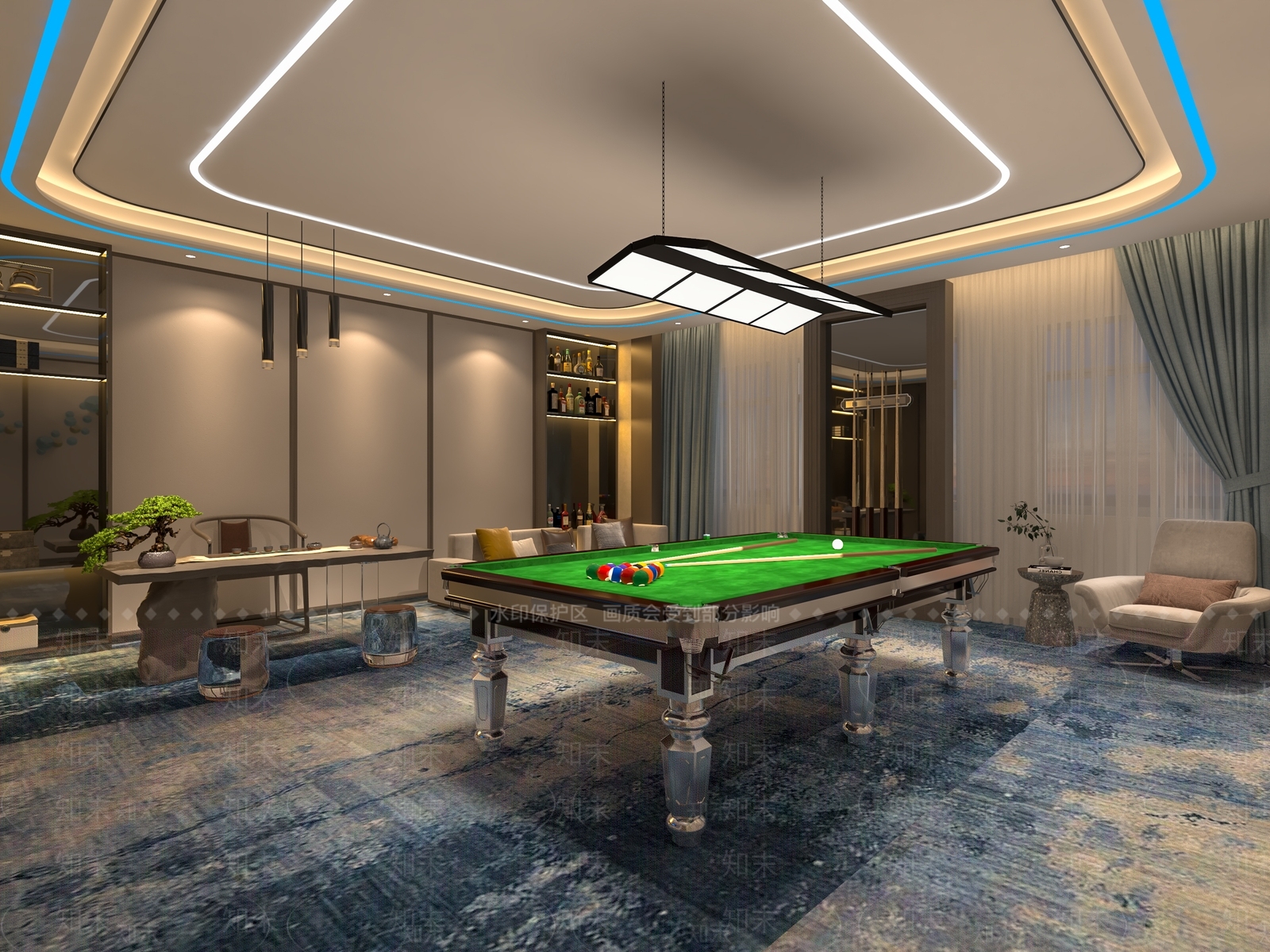 现代台球室3D模型下载【ID:1213897929】