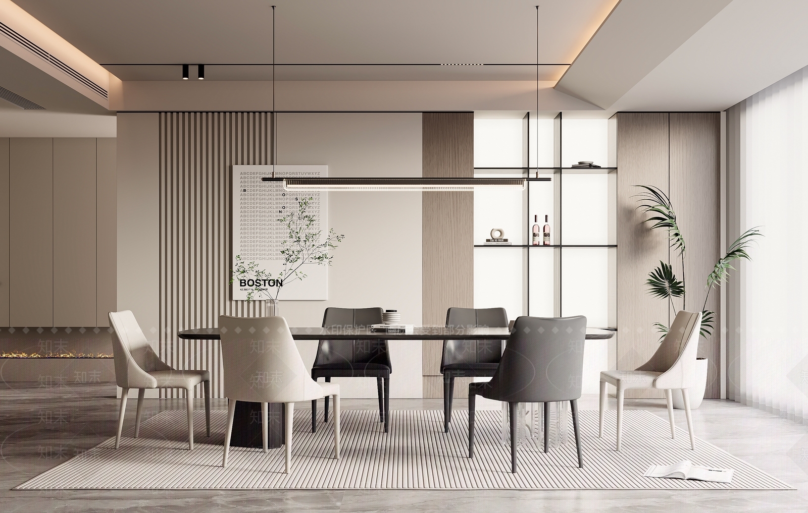 现代家居餐厅SU模型草图