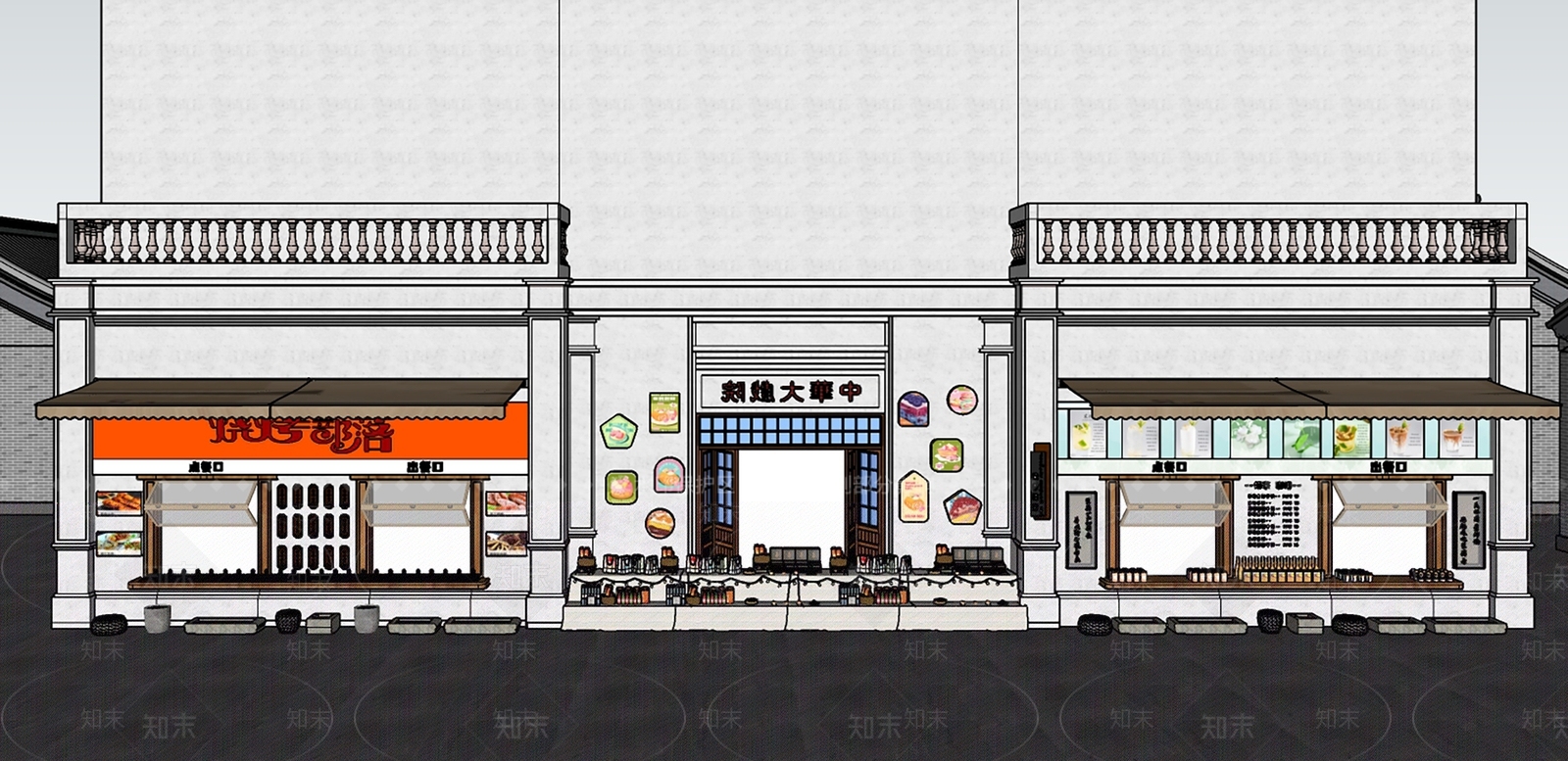 现代店铺门头门面SU模型下载【ID:1140515765】