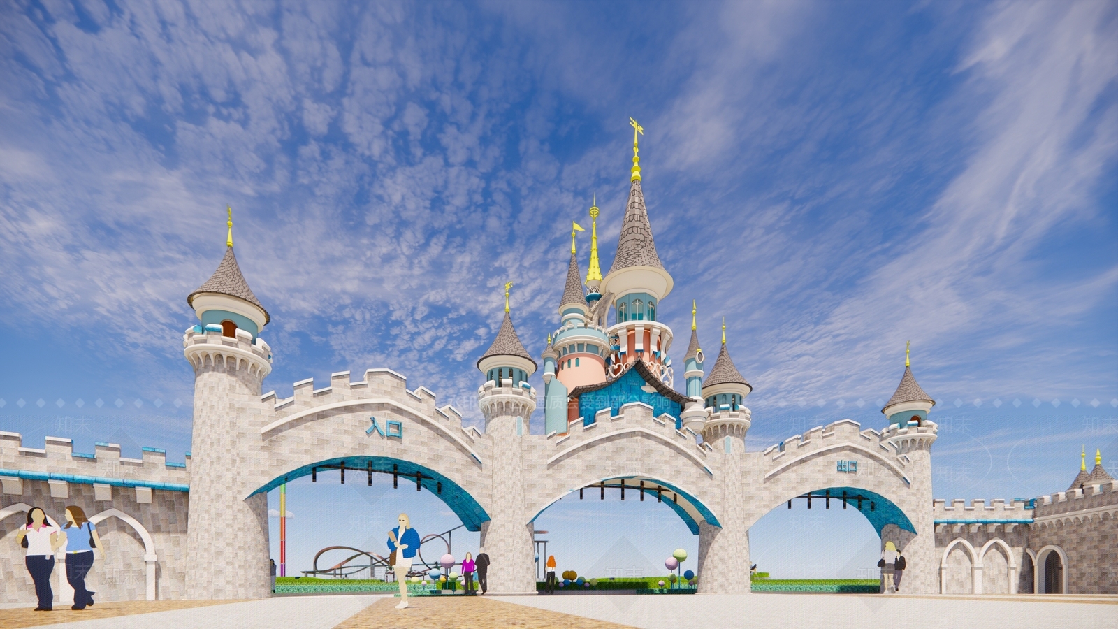 游乐场入口大门SU模型下载【ID:1140517297】