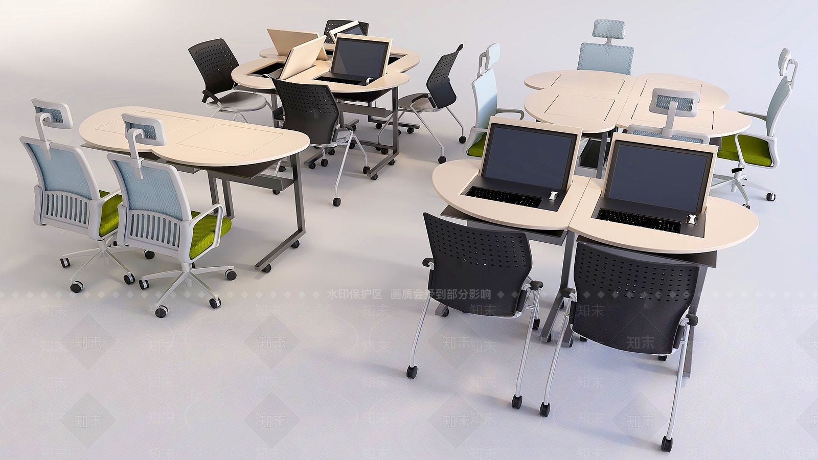 现代会议桌椅3D模型下载【ID:1140617223】