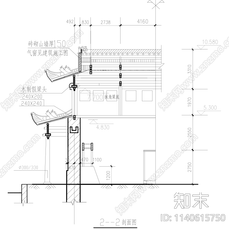 古典门楼cad施工图下载【ID:1140615750】