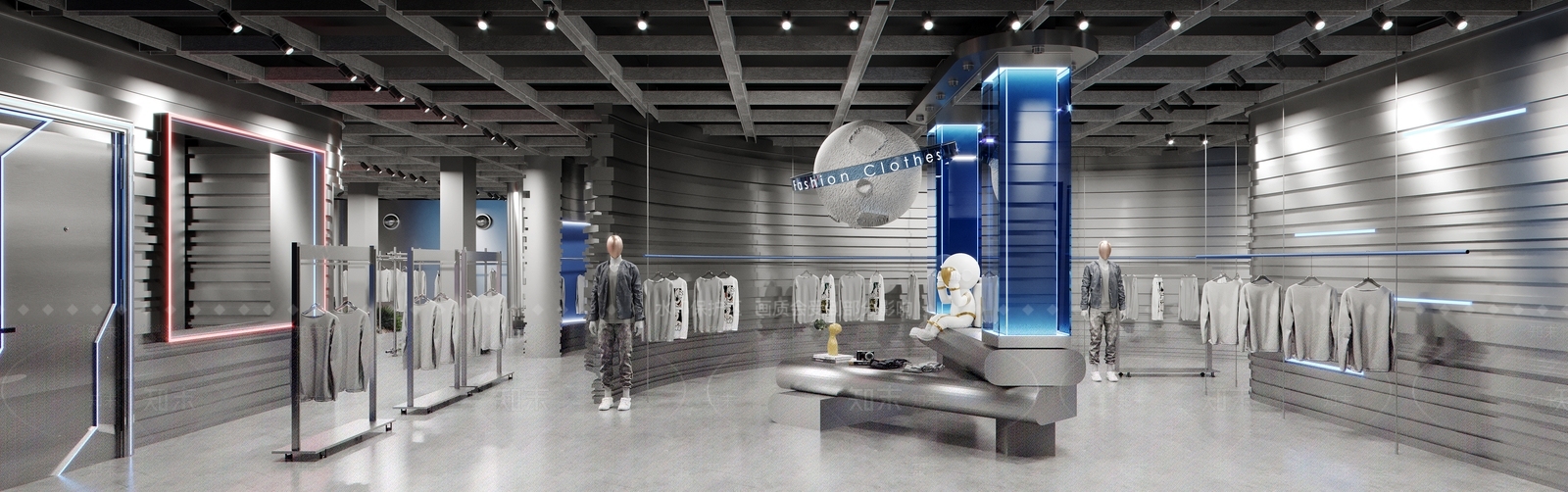 现代潮牌服装店铺3D模型下载【ID:1140526415】