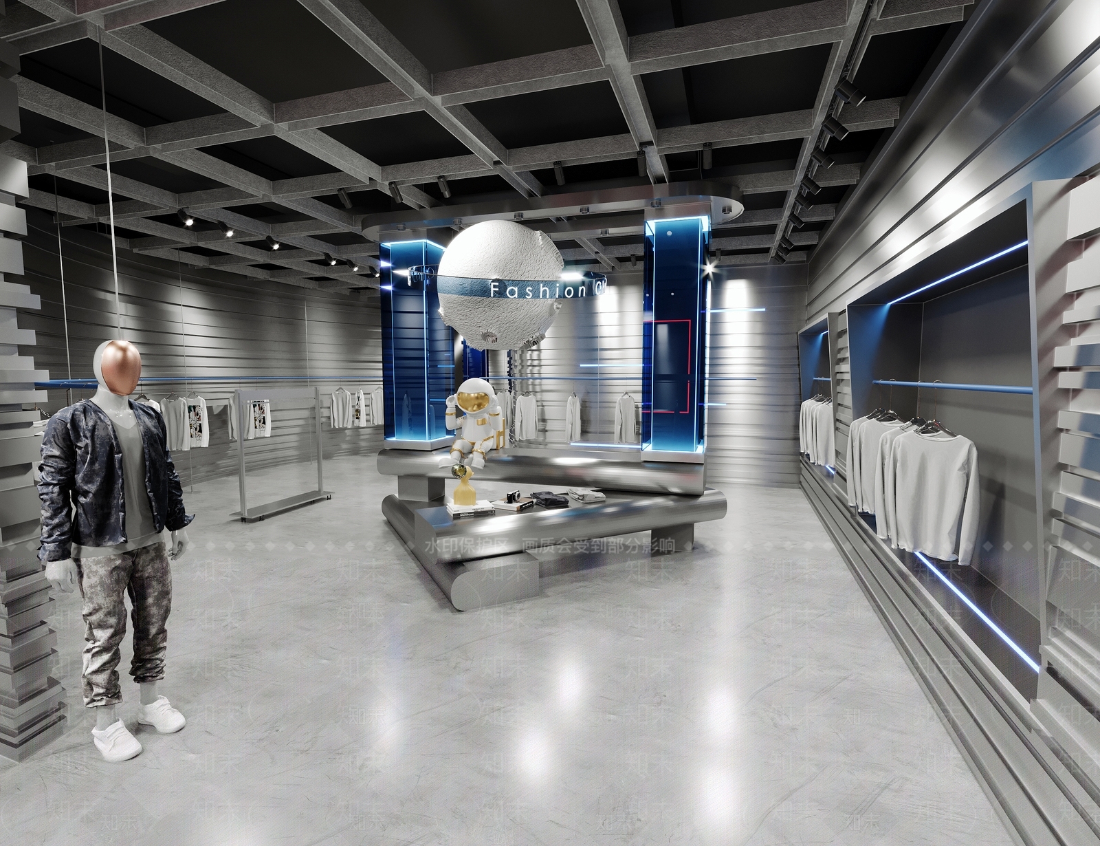 现代潮牌服装店铺3D模型下载【ID:1140526415】