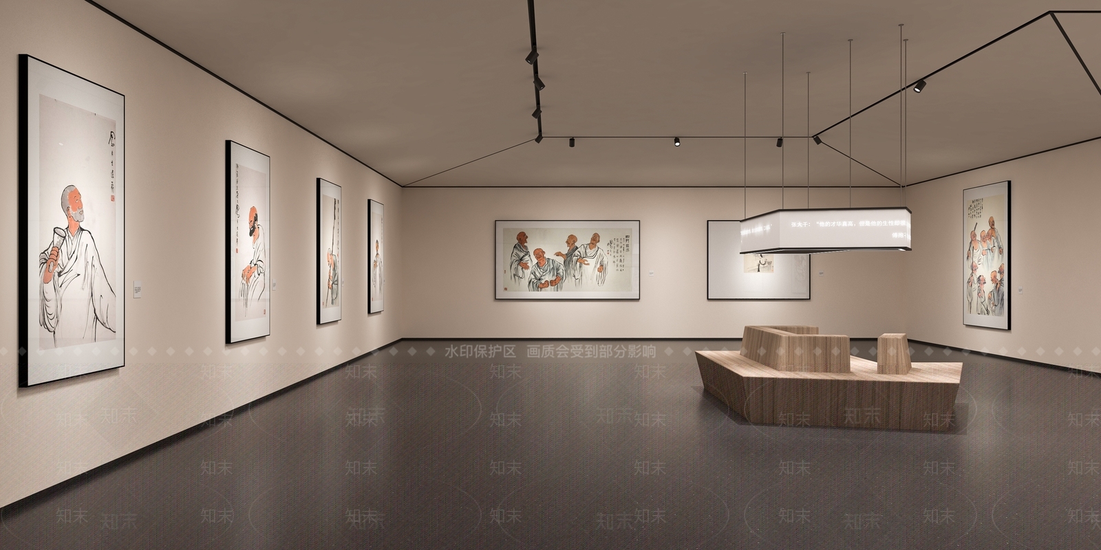 现代书画展览SU模型下载【ID:1140519651】