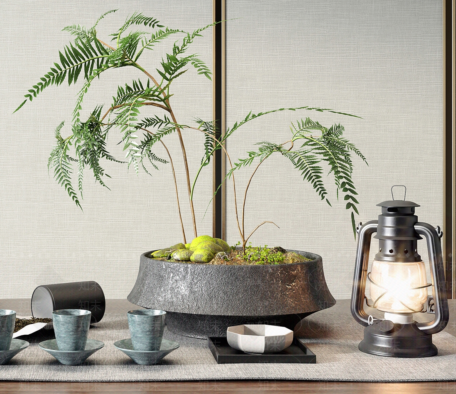 新中式茶具摆件组合3D模型下载【ID:1140521153】