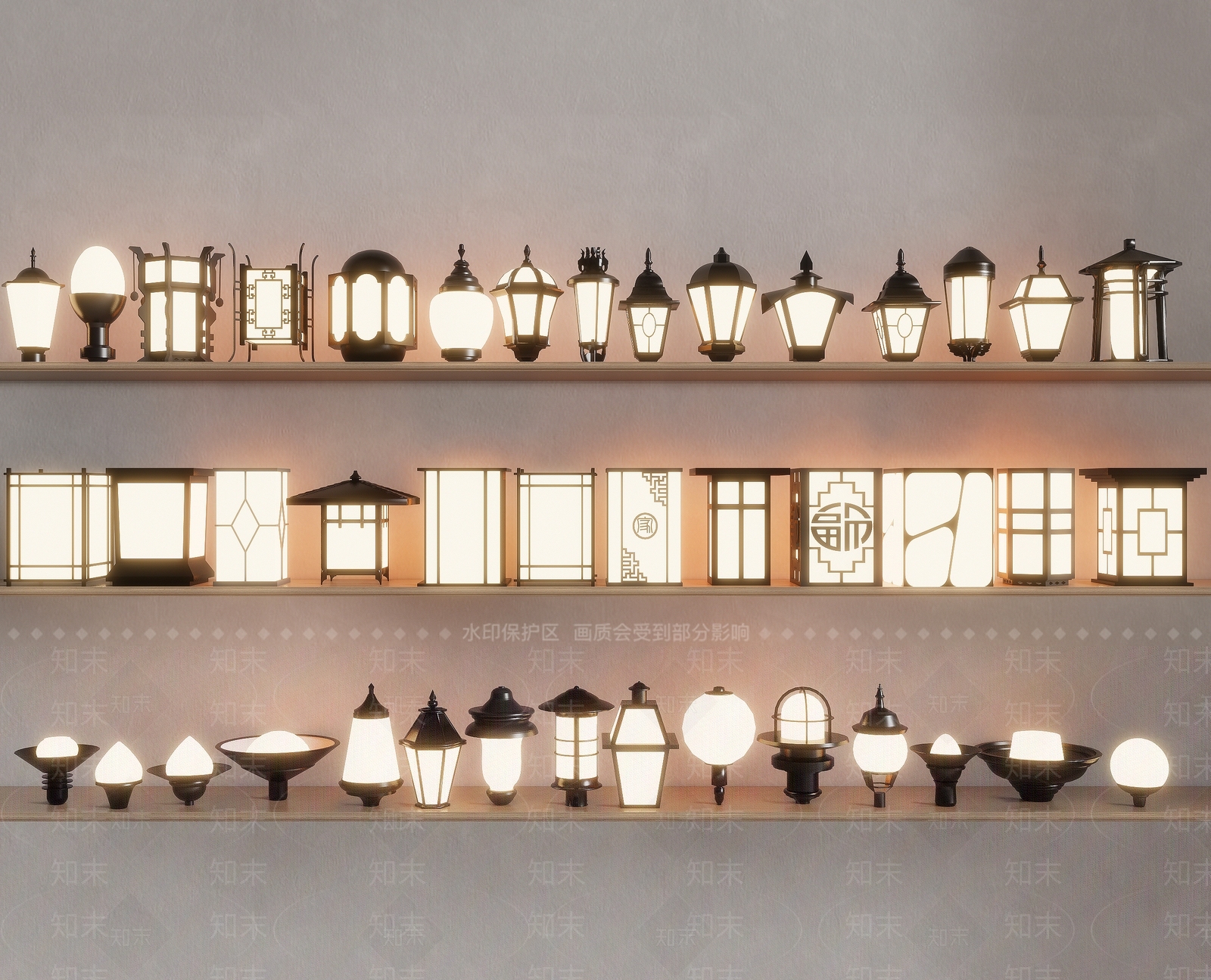 新中式户外灯SU模型下载【ID:1140522285】