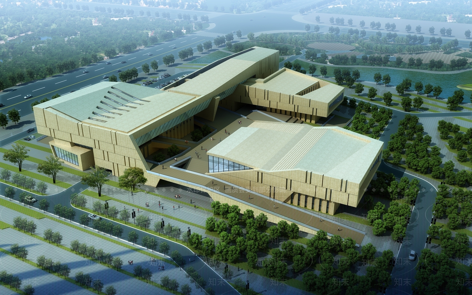 现代图书馆建筑SU模型下载【ID:1140523213】