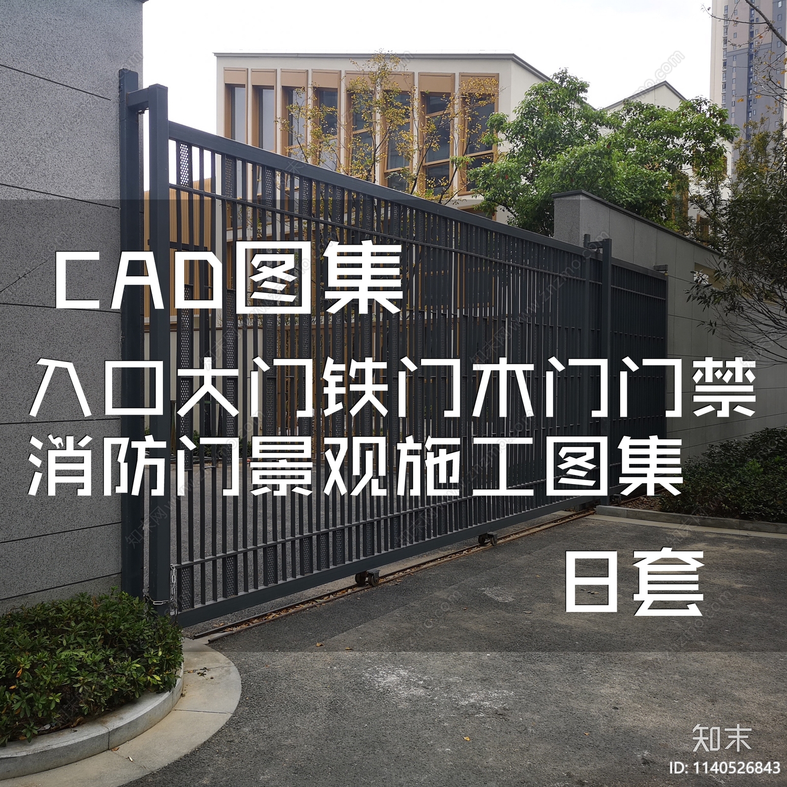 入口大门铁门木门门禁消防门cad施工图下载【ID:1140526843】