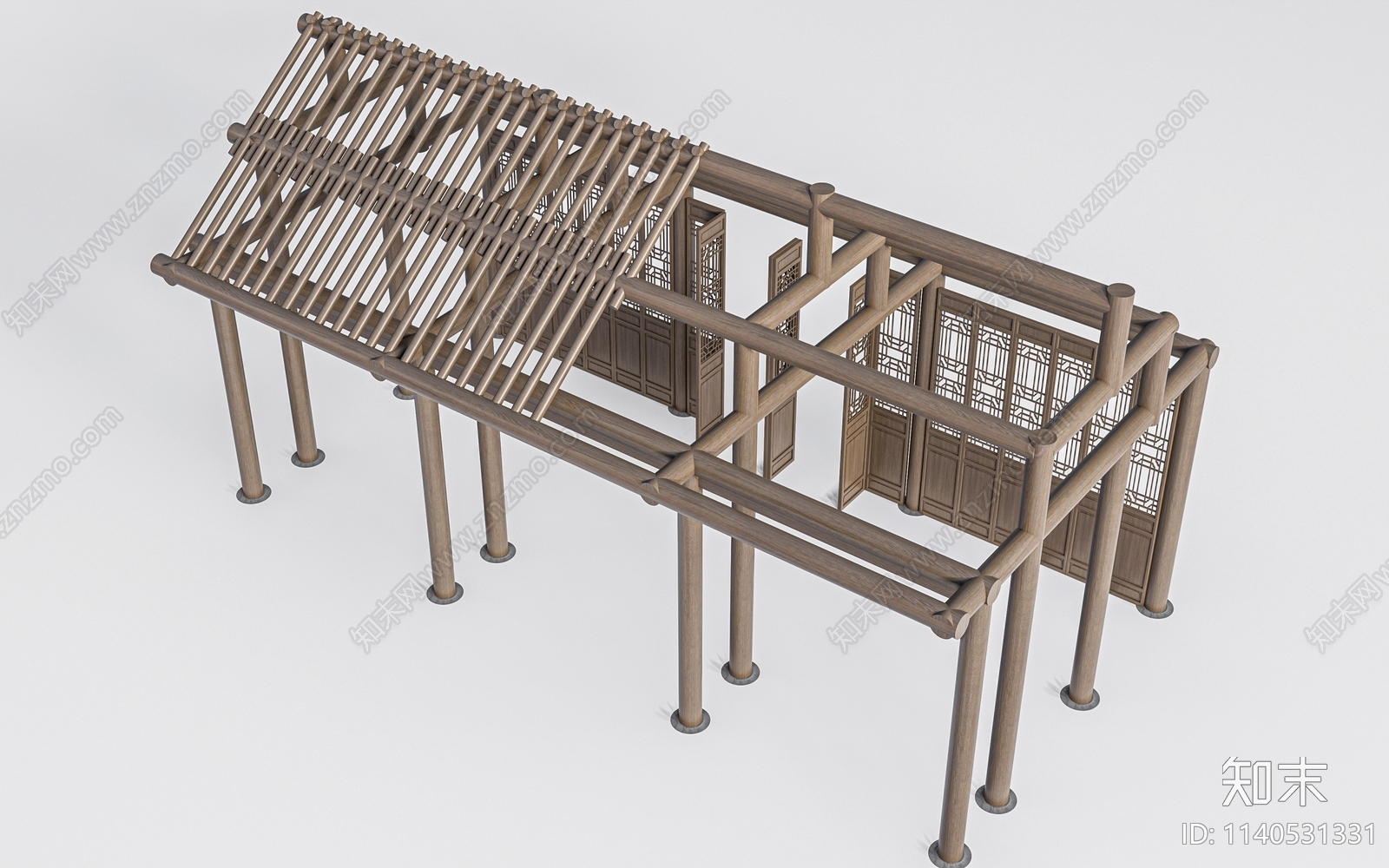 中式古建筑框架SU模型下载【ID:1140531331】