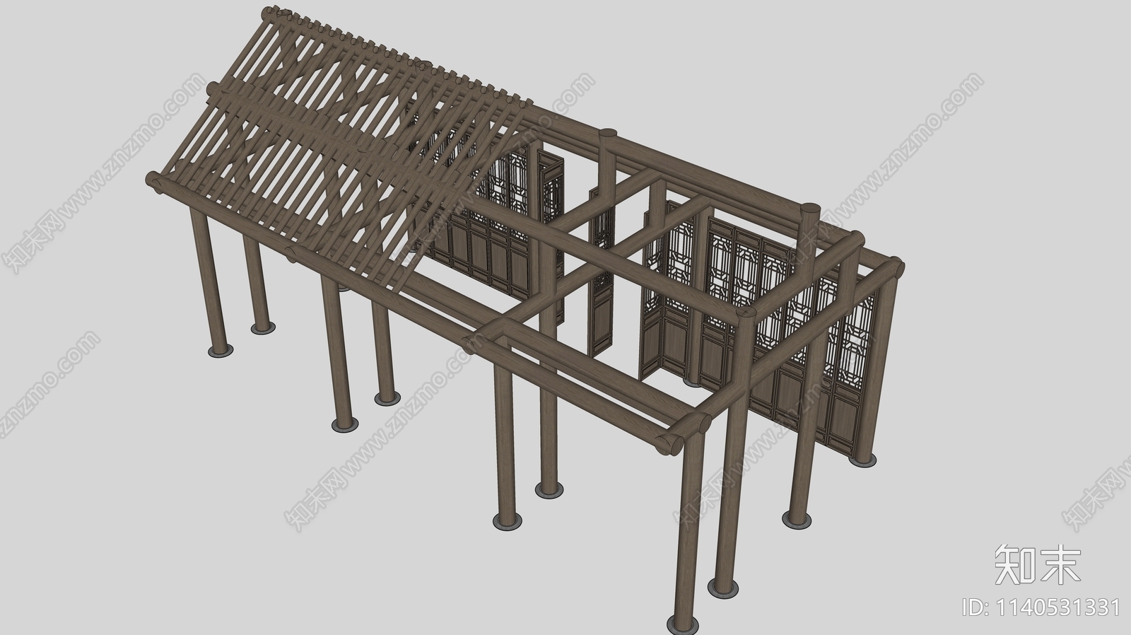 中式古建筑框架SU模型下载【ID:1140531331】