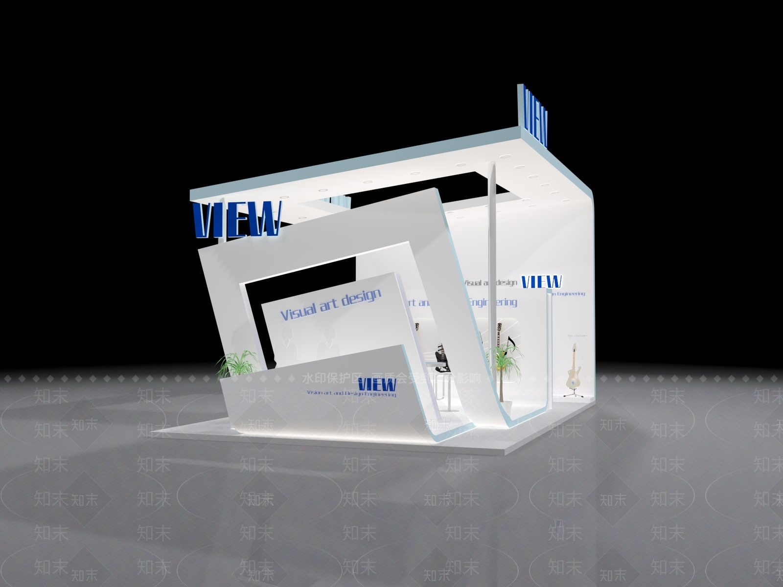 现代乐器展厅3D模型下载【ID:1140532214】