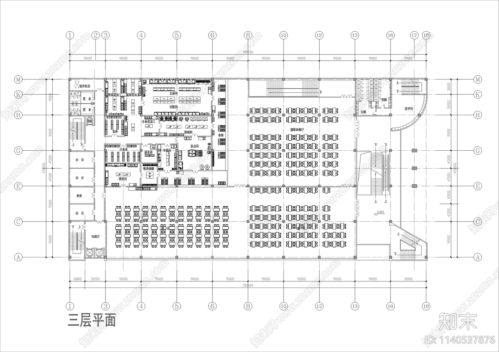 大学食堂建筑cad施工图下载【ID:1140537876】