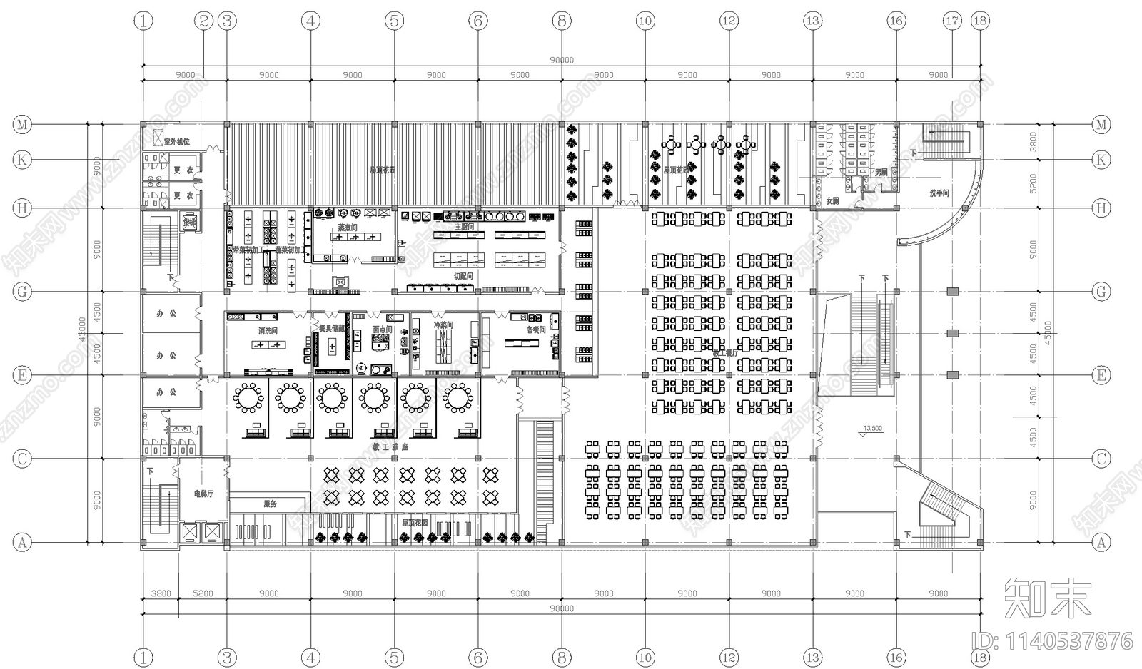 大学食堂建筑cad施工图下载【ID:1140537876】