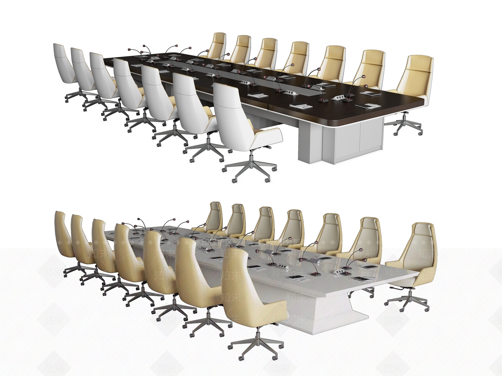 现代简约会议桌椅组合3D模型下载【ID:1140541137】