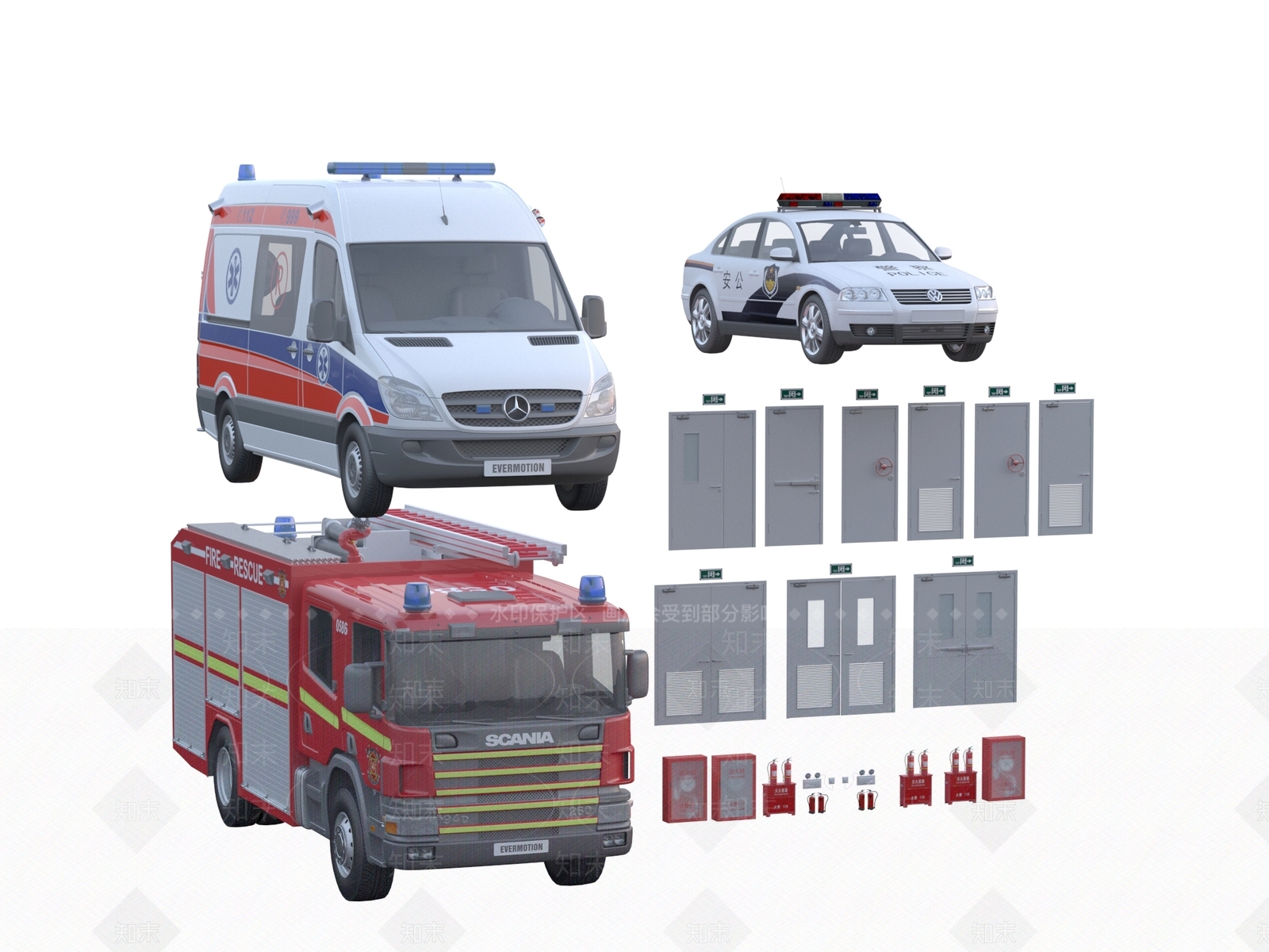 消防车3D模型下载【ID:1140541944】