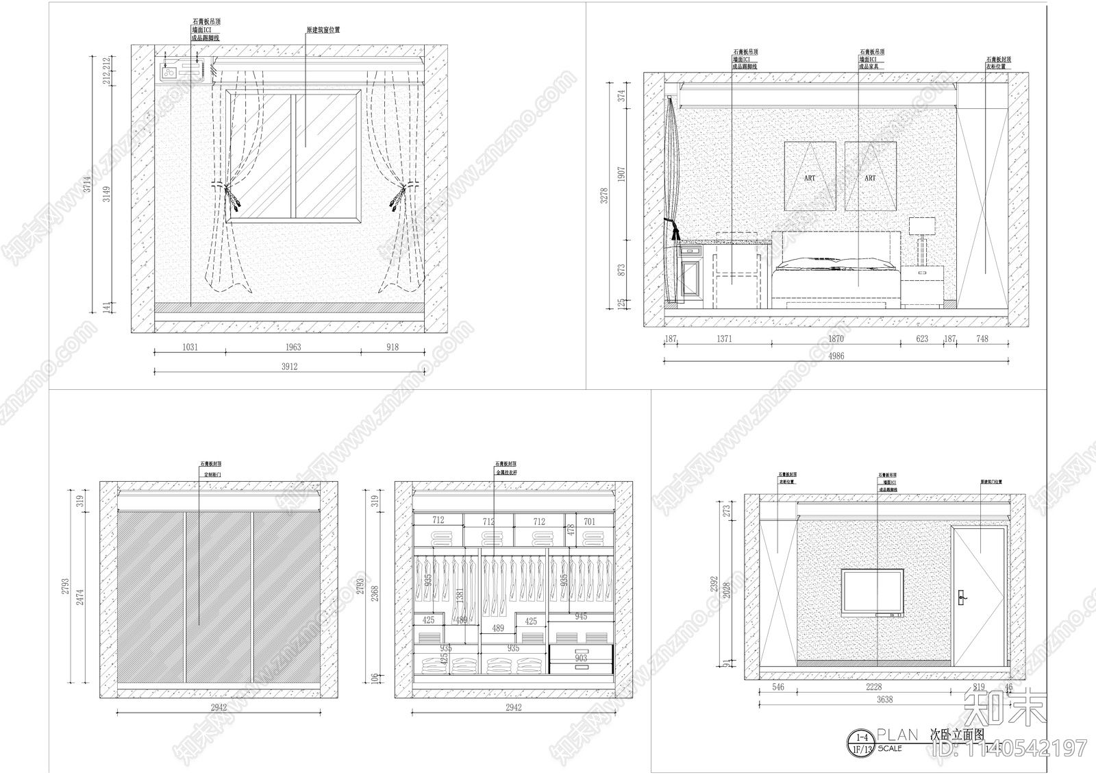 美式100平米平层家装cad施工图下载【ID:1140542197】