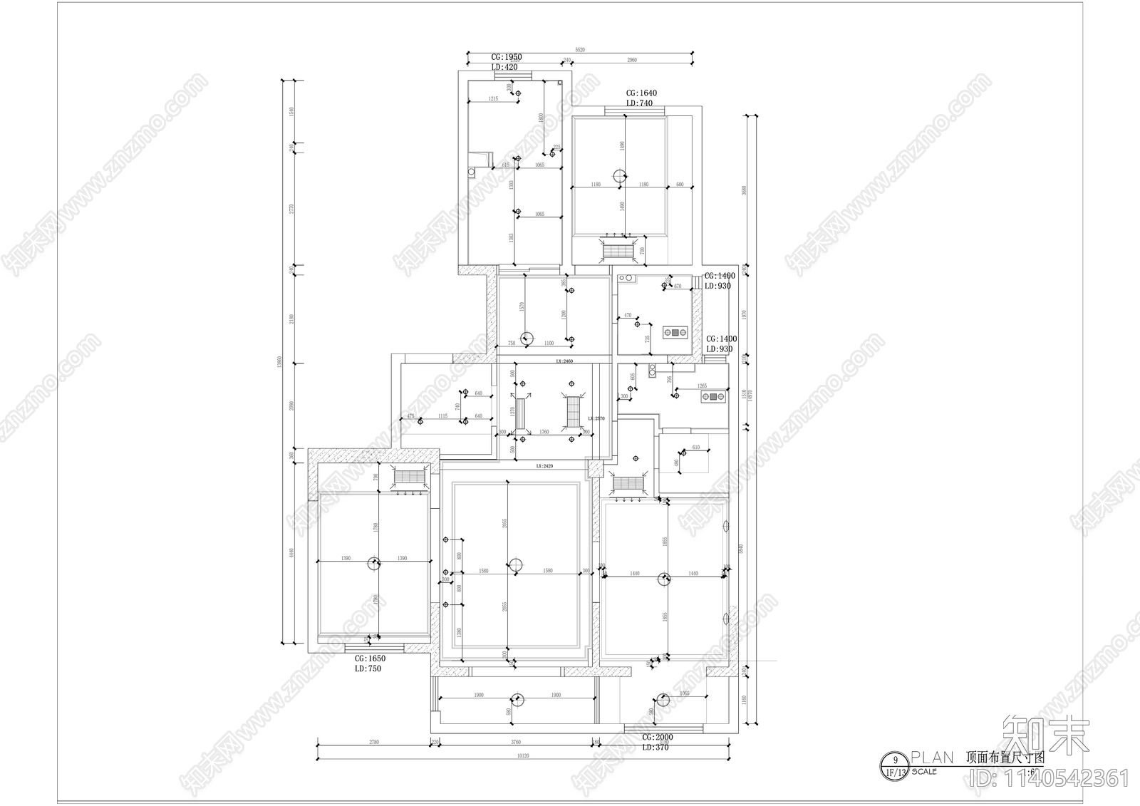 美式126平米大平层室内装修cad施工图下载【ID:1140542361】