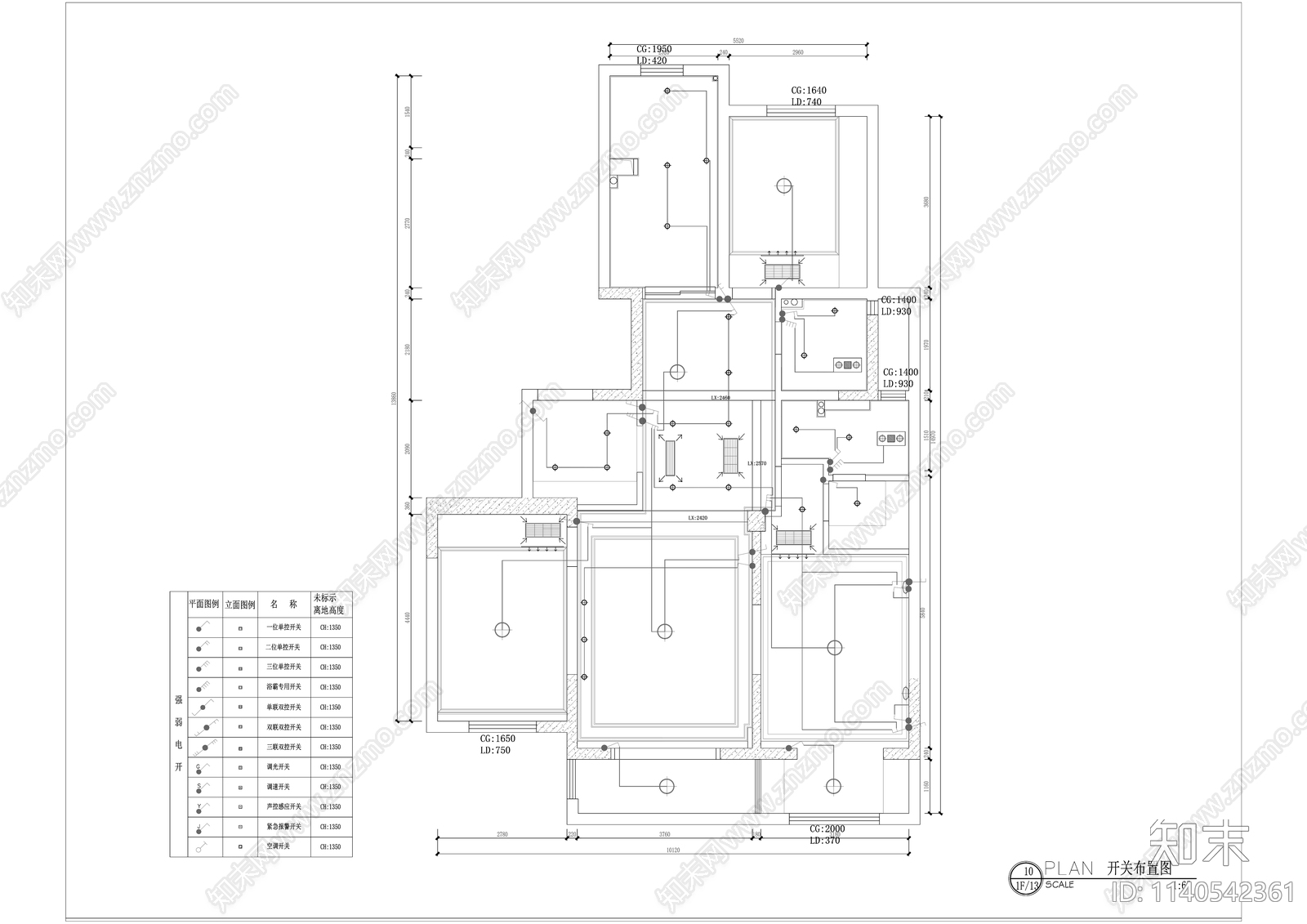 美式126平米大平层室内装修cad施工图下载【ID:1140542361】