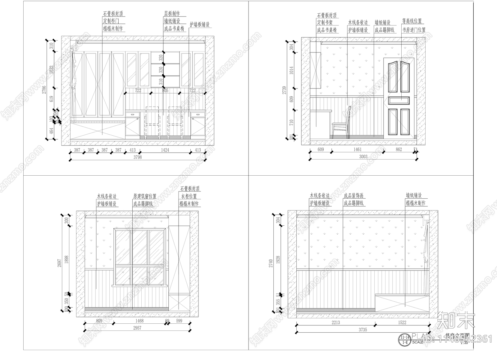 美式126平米大平层室内装修cad施工图下载【ID:1140542361】