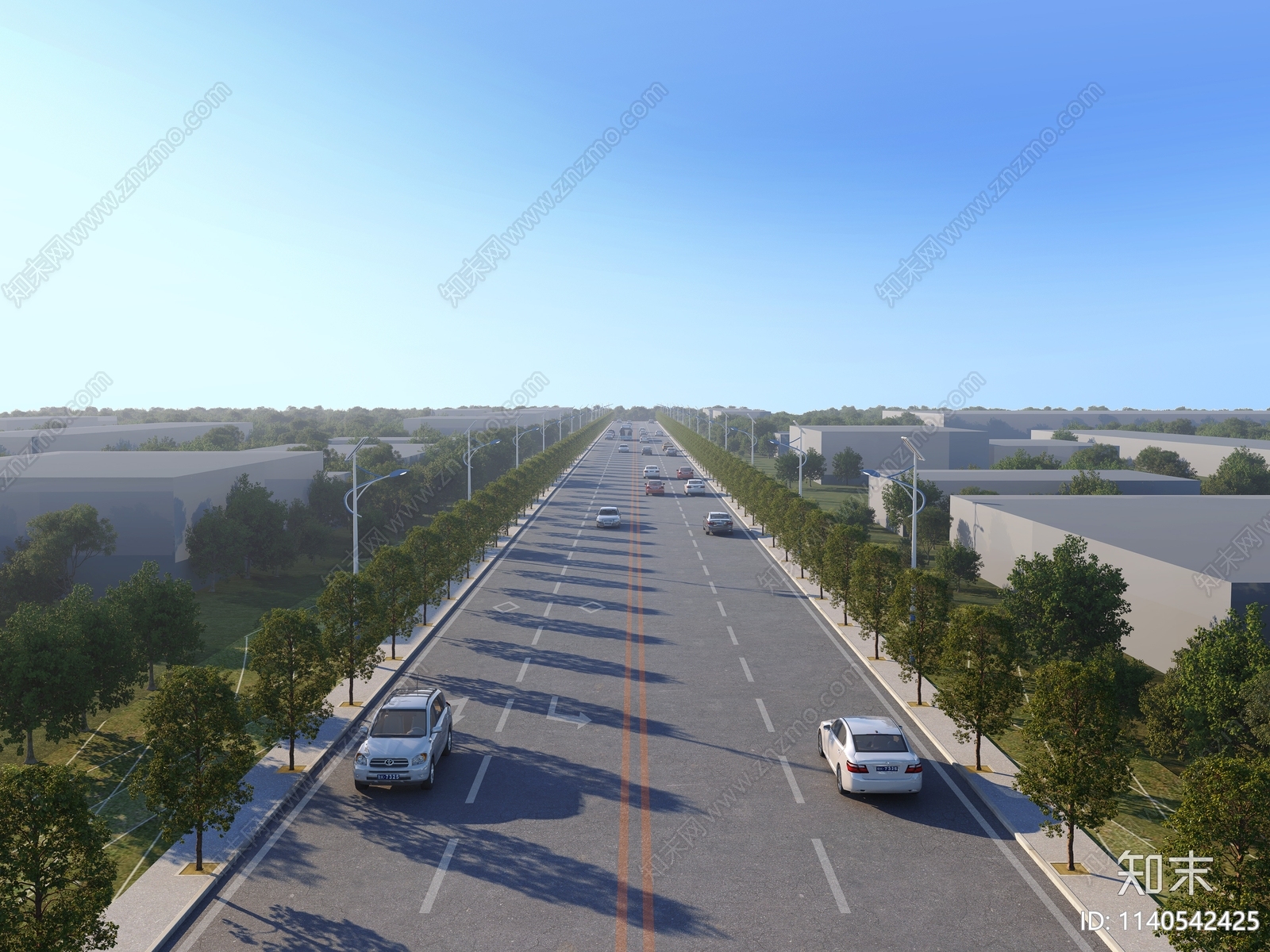 现代城市道路3D模型下载【ID:1140542425】