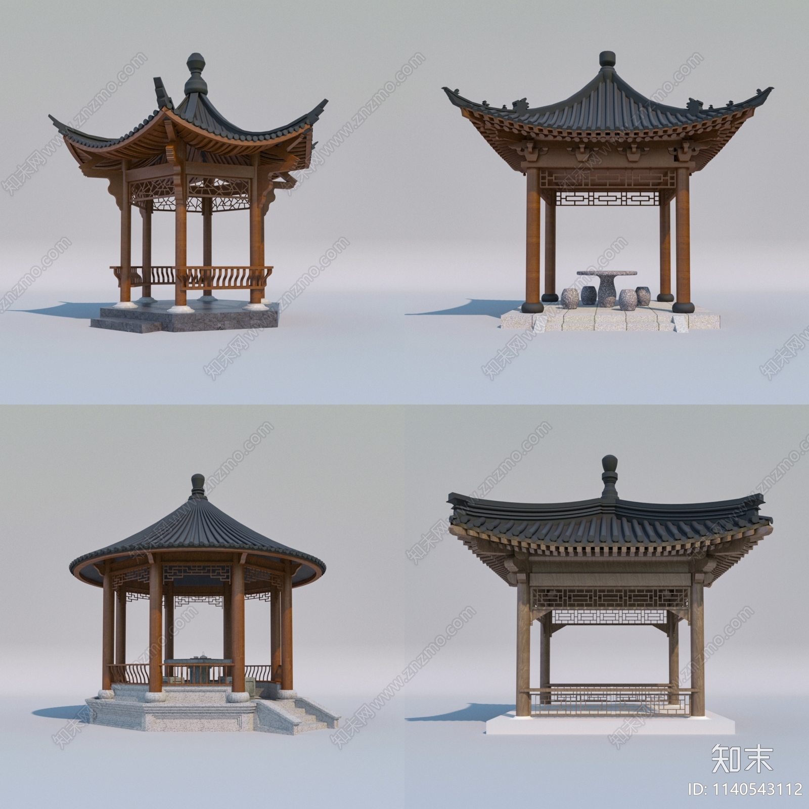 中式古建凉亭3D模型下载【ID:1140543112】