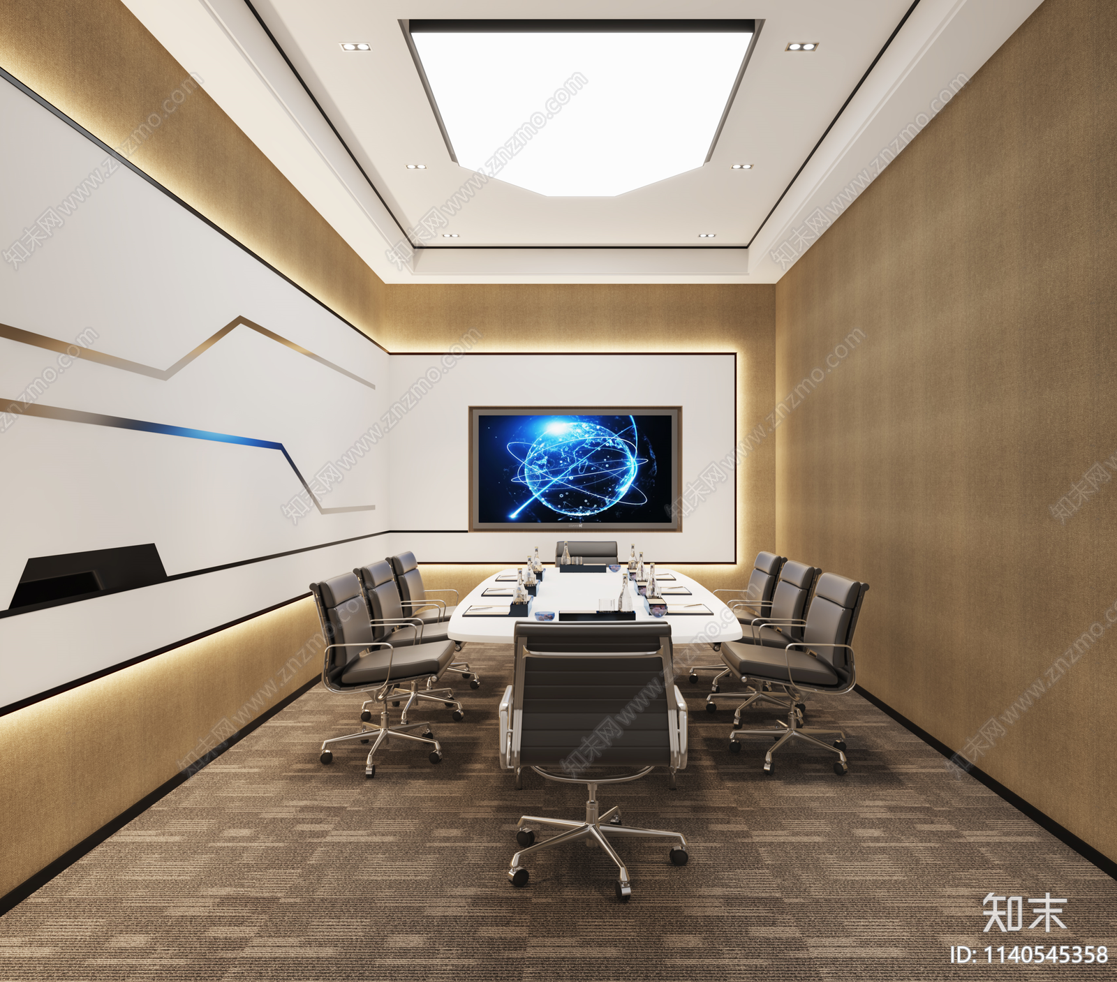 现代办公室效果图cad施工图下载【ID:1140545358】