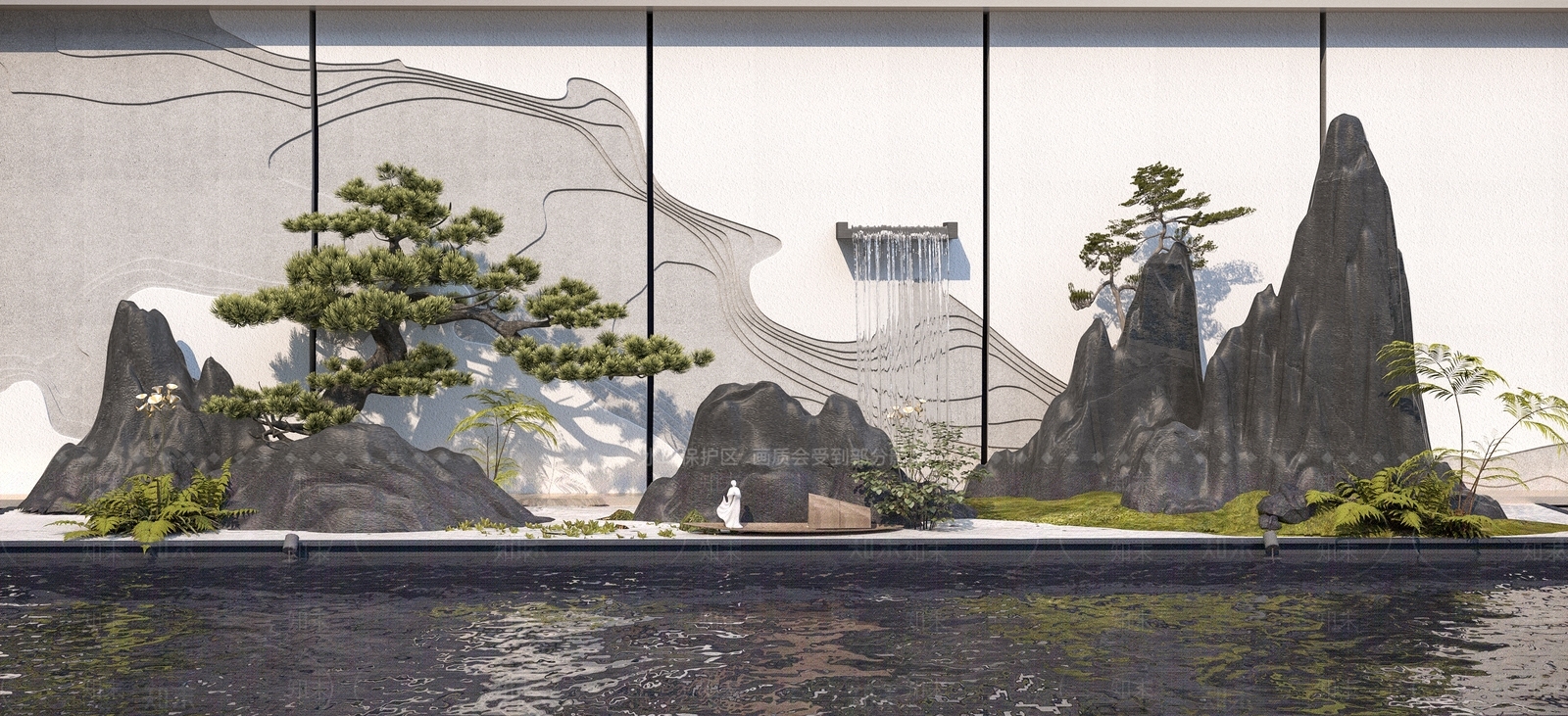 新中式假山水景小品3D模型下载【ID:1140550086】