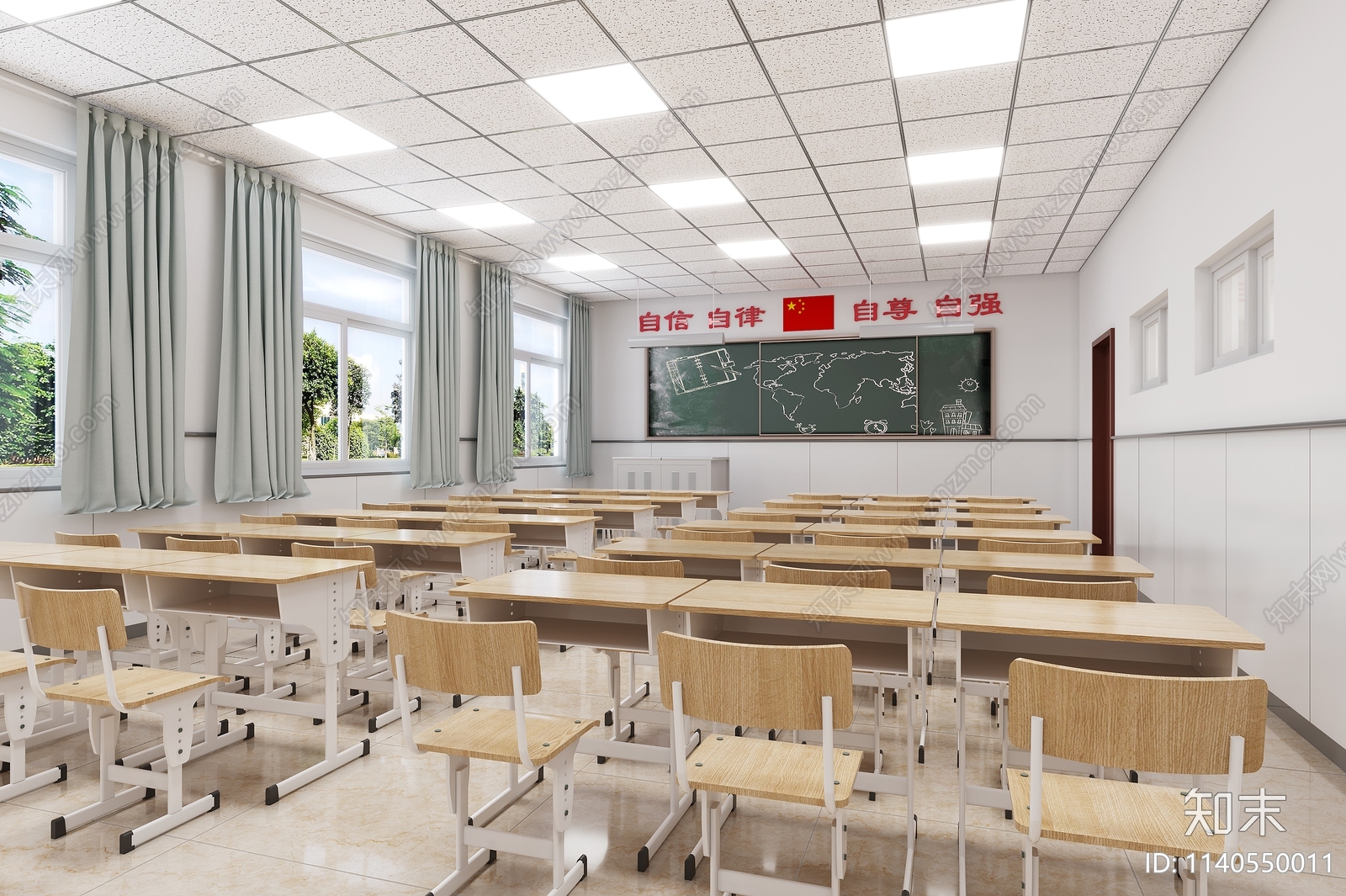 现代小学教室3D模型下载【ID:1140550011】