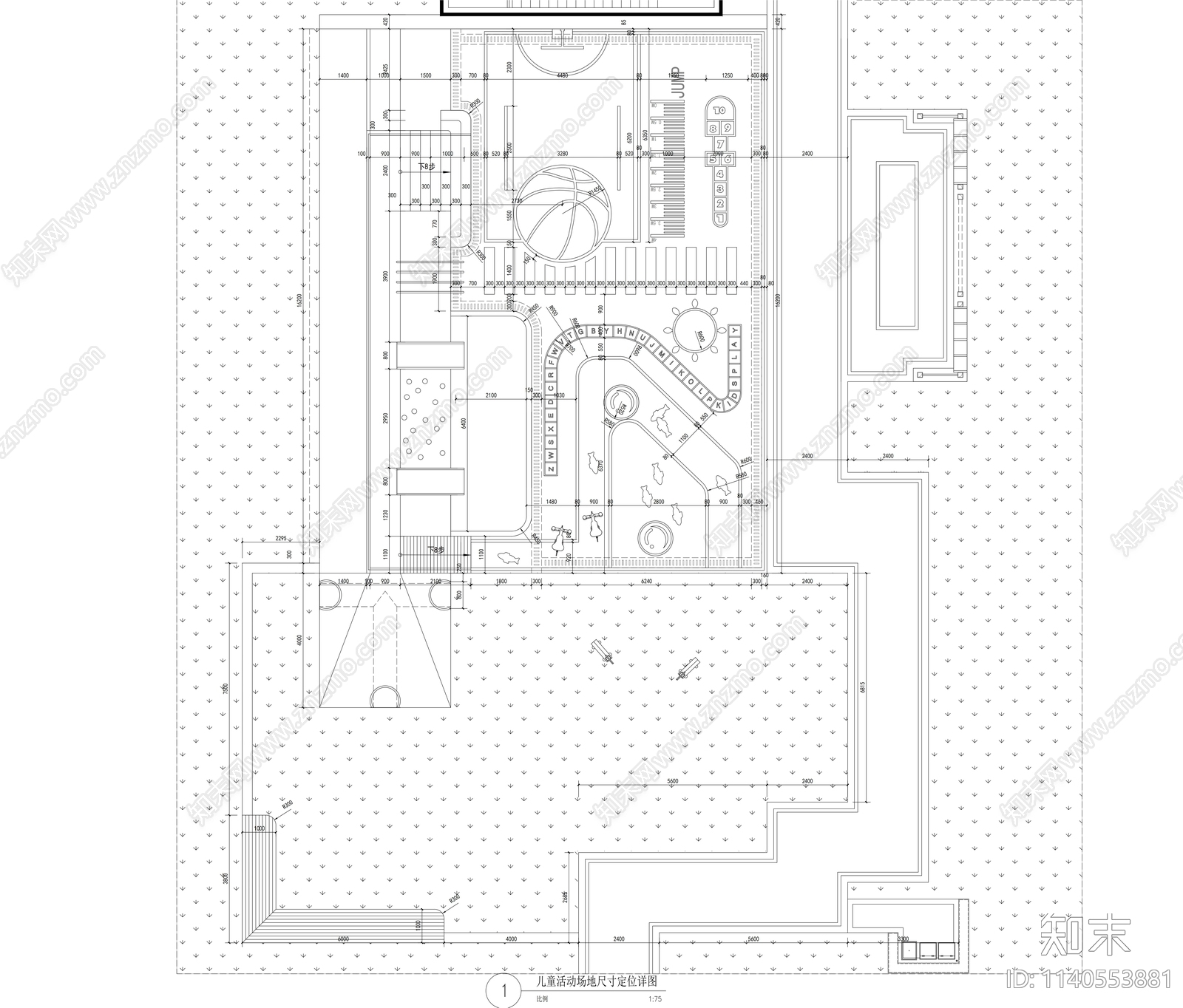 儿童活动场地cad施工图下载【ID:1140553881】
