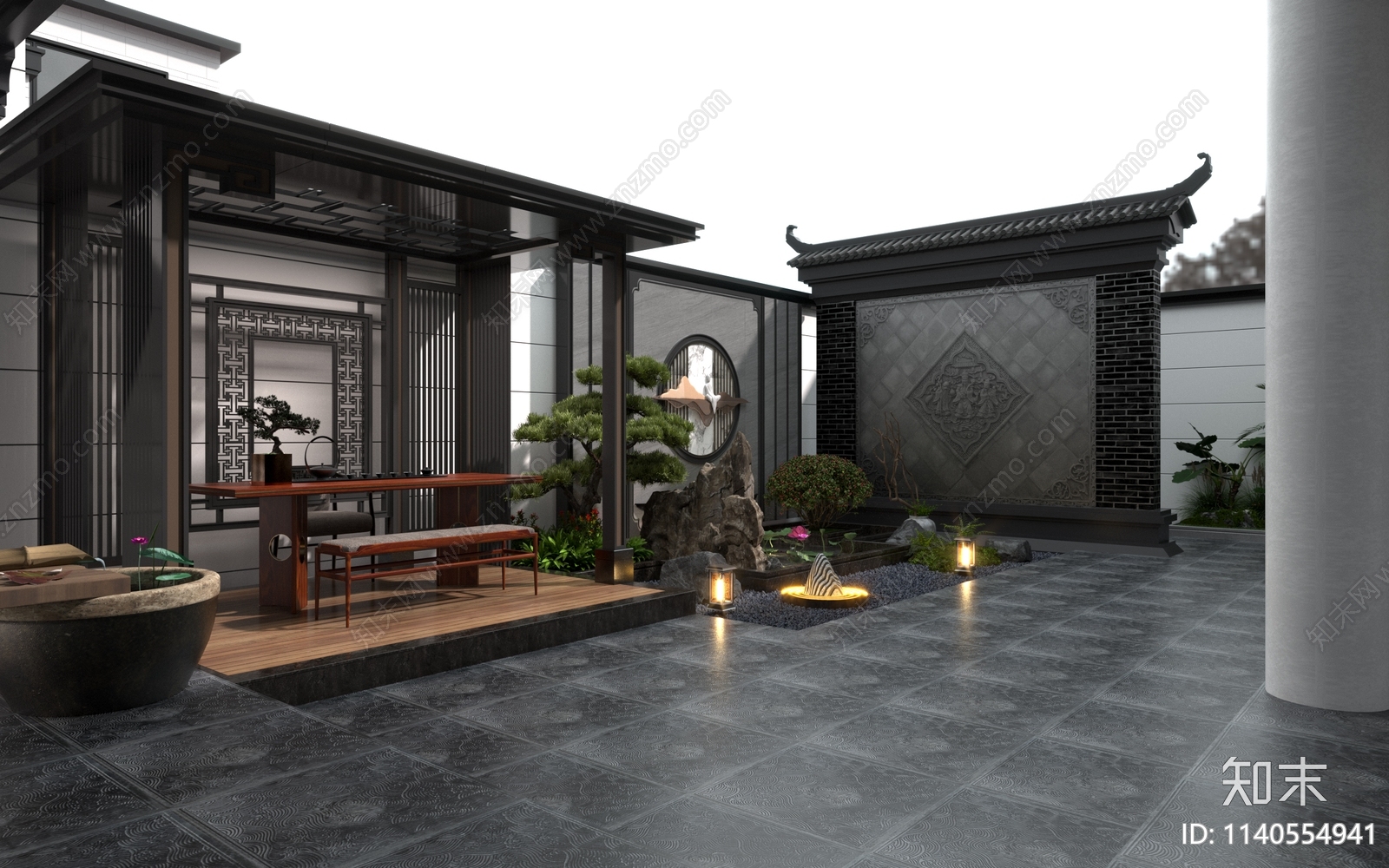 新中式居家庭院3D模型下载【ID:1140554941】