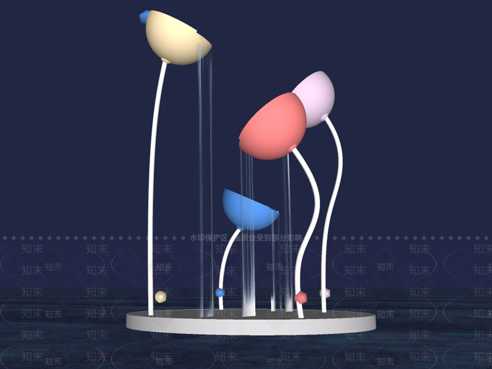 现代创意水景雕塑景观SU模型下载【ID:1140636999】_知末su模型网
