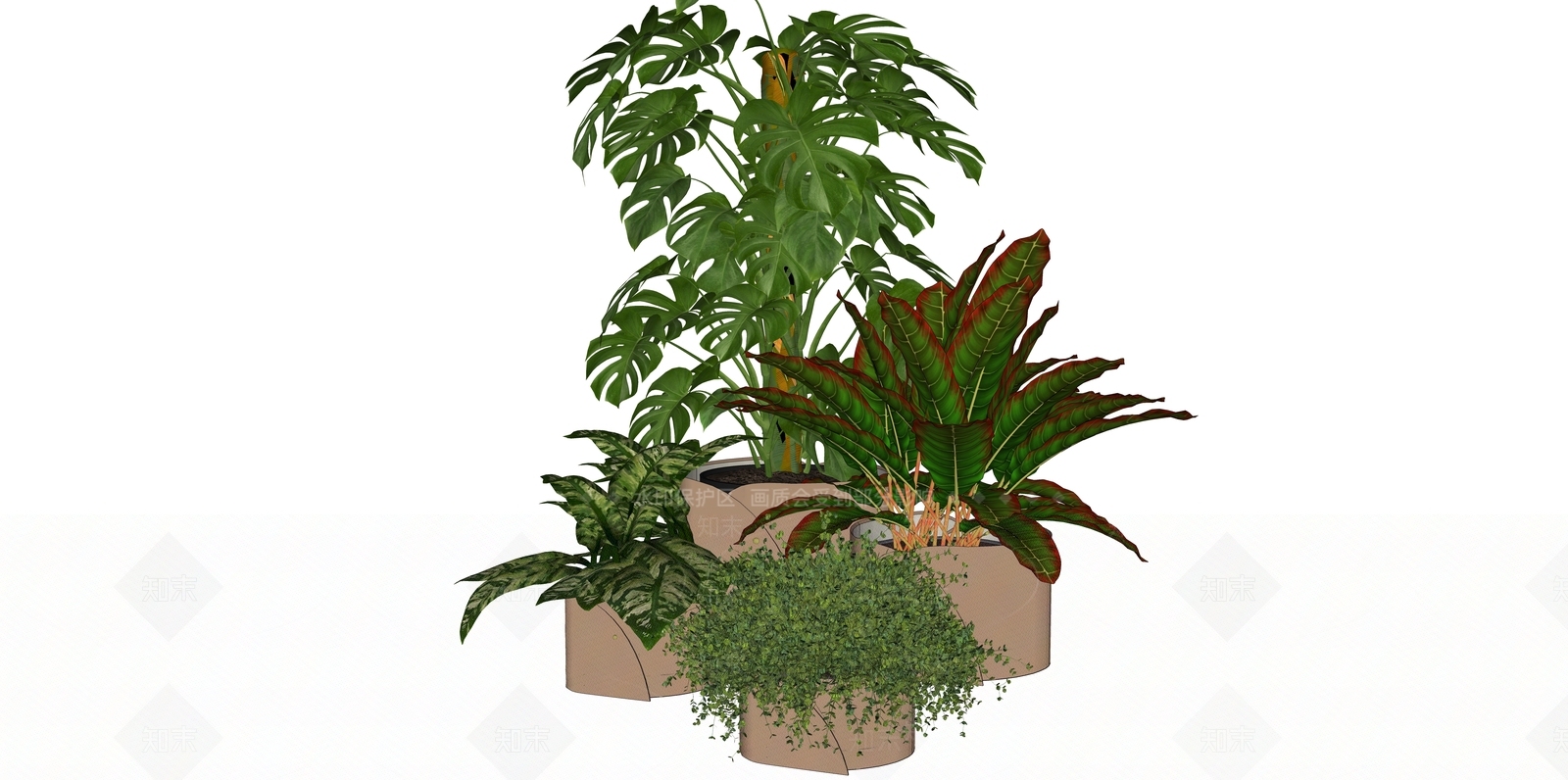 创意盆栽组合SU模型下载【ID:1140565839】