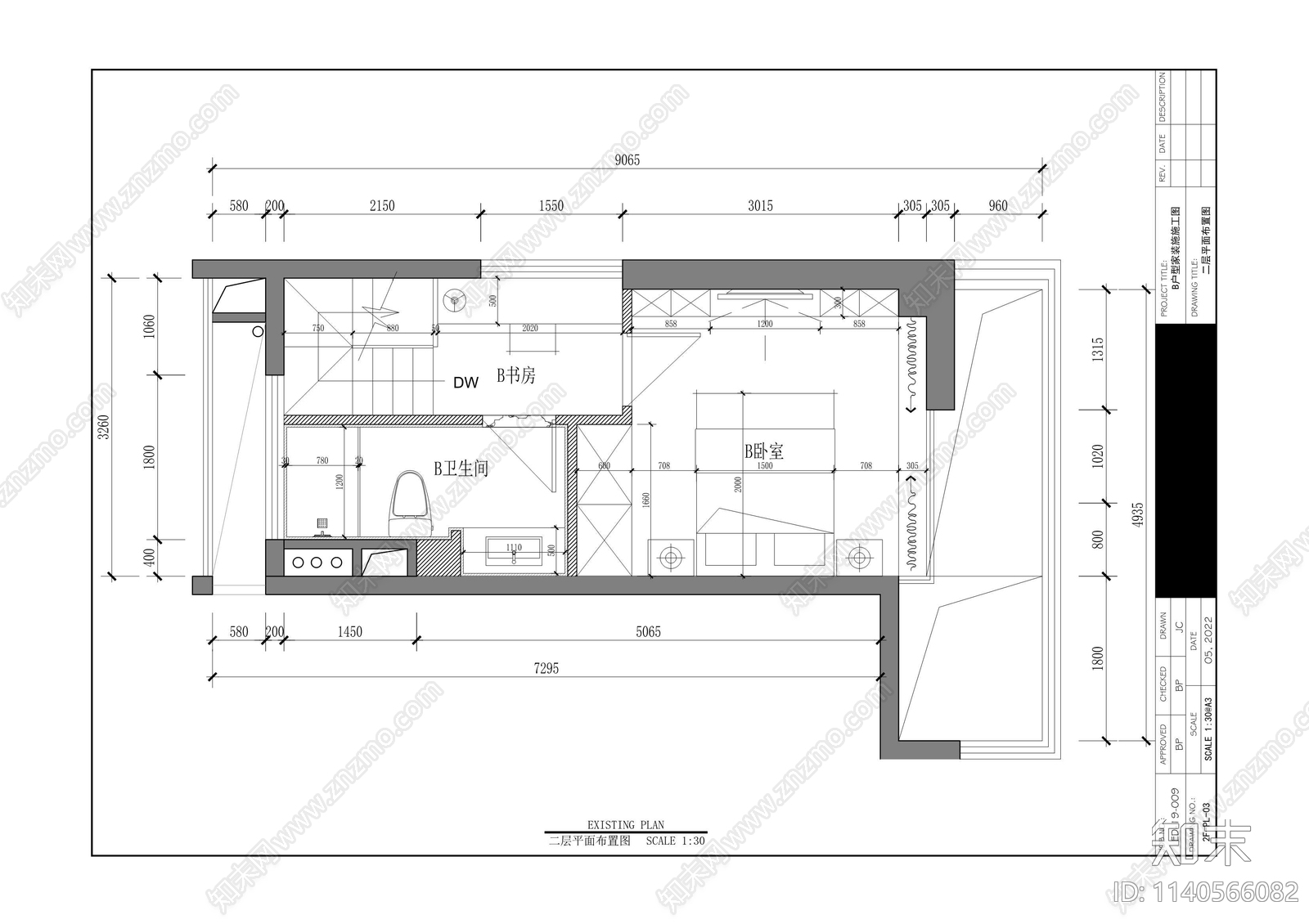 三套公寓cad施工图下载【ID:1140566082】