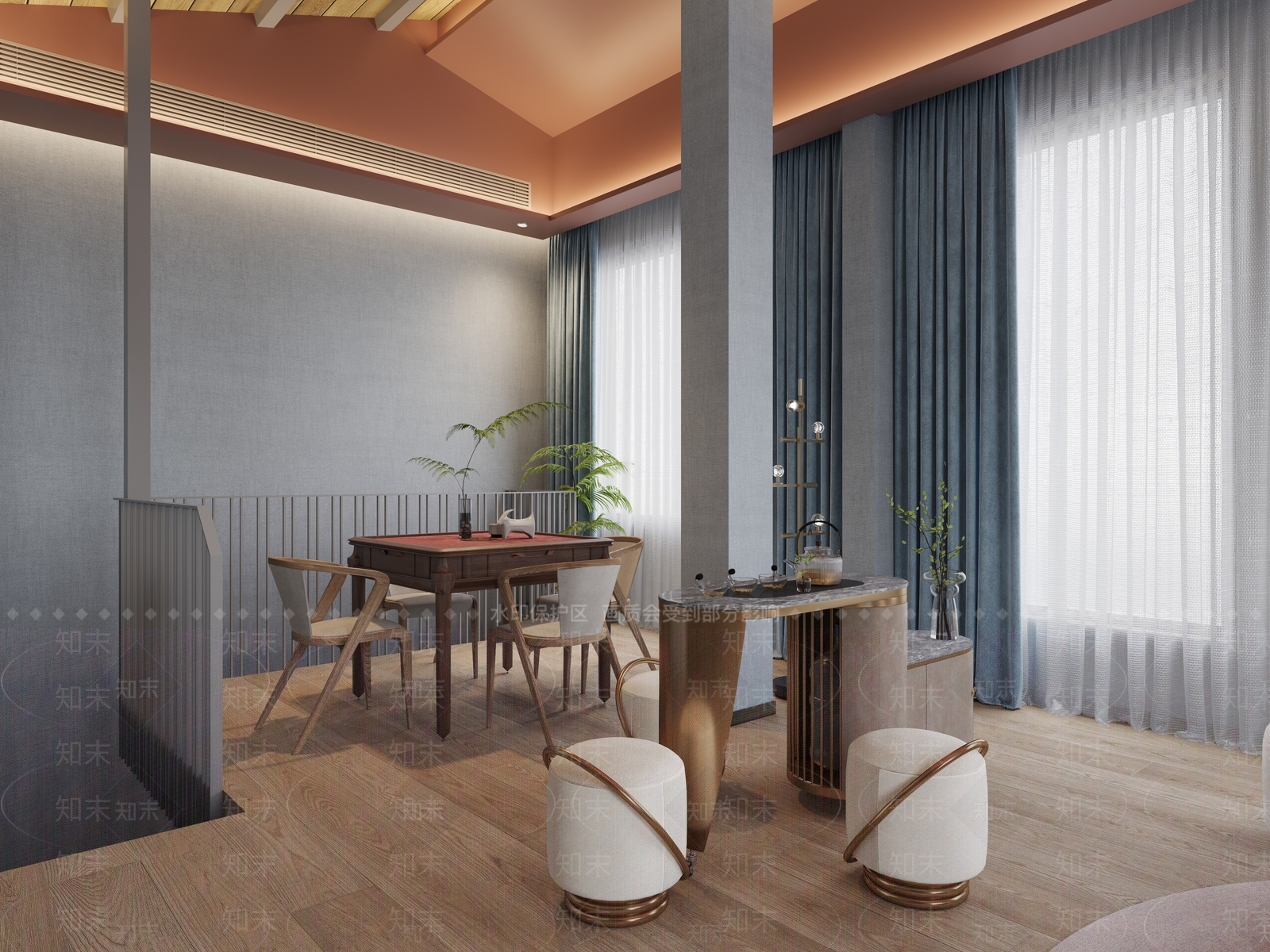 现代茶桌椅3D模型下载【ID:1140567323】