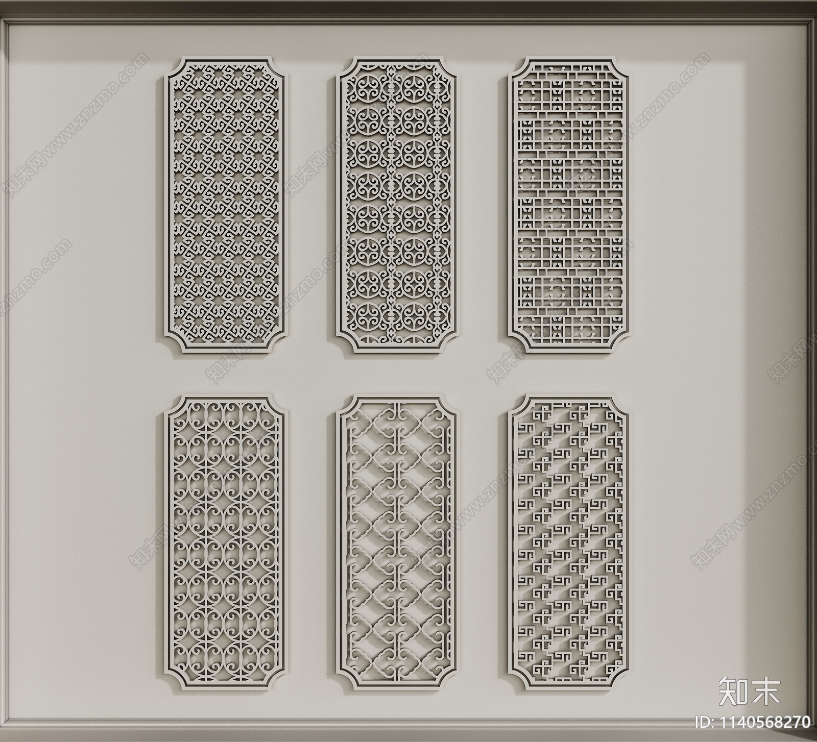 中式雕花屏风隔断3D模型下载【ID:1140568270】