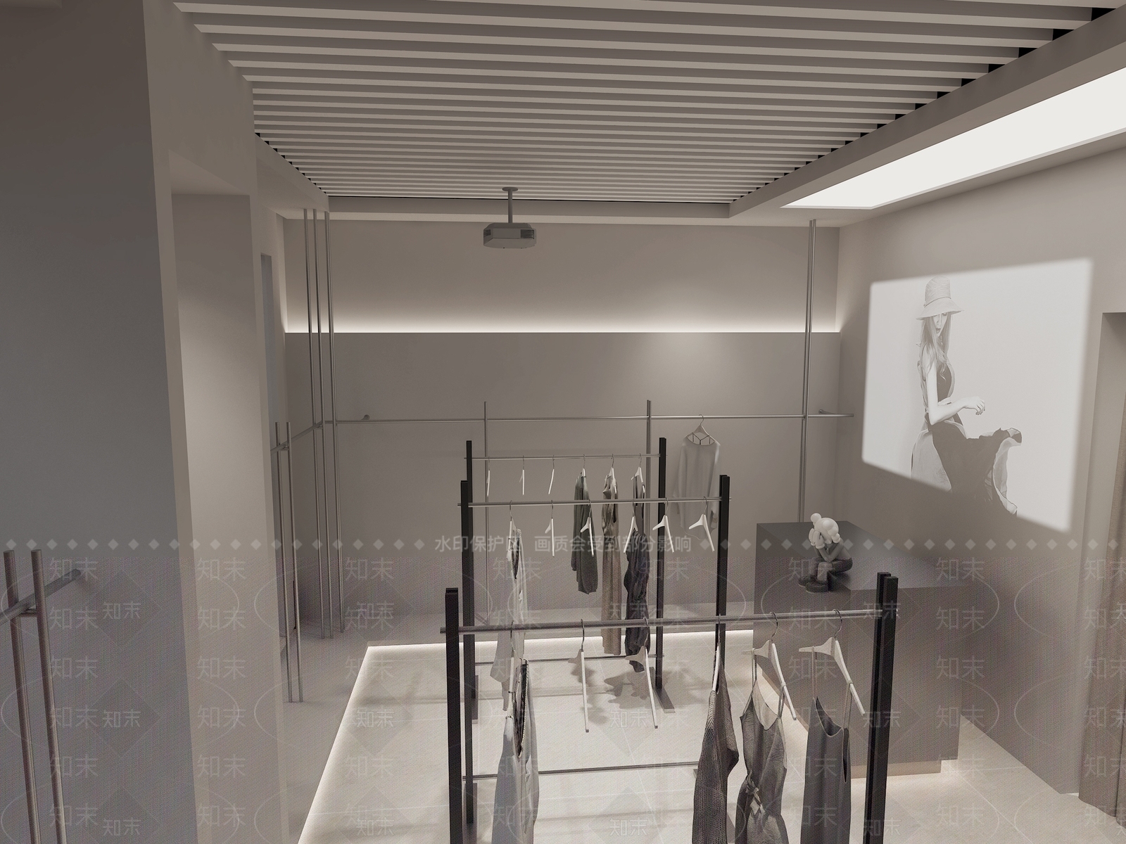 侘寂风简约女服装店3D模型下载【ID:1140569196】